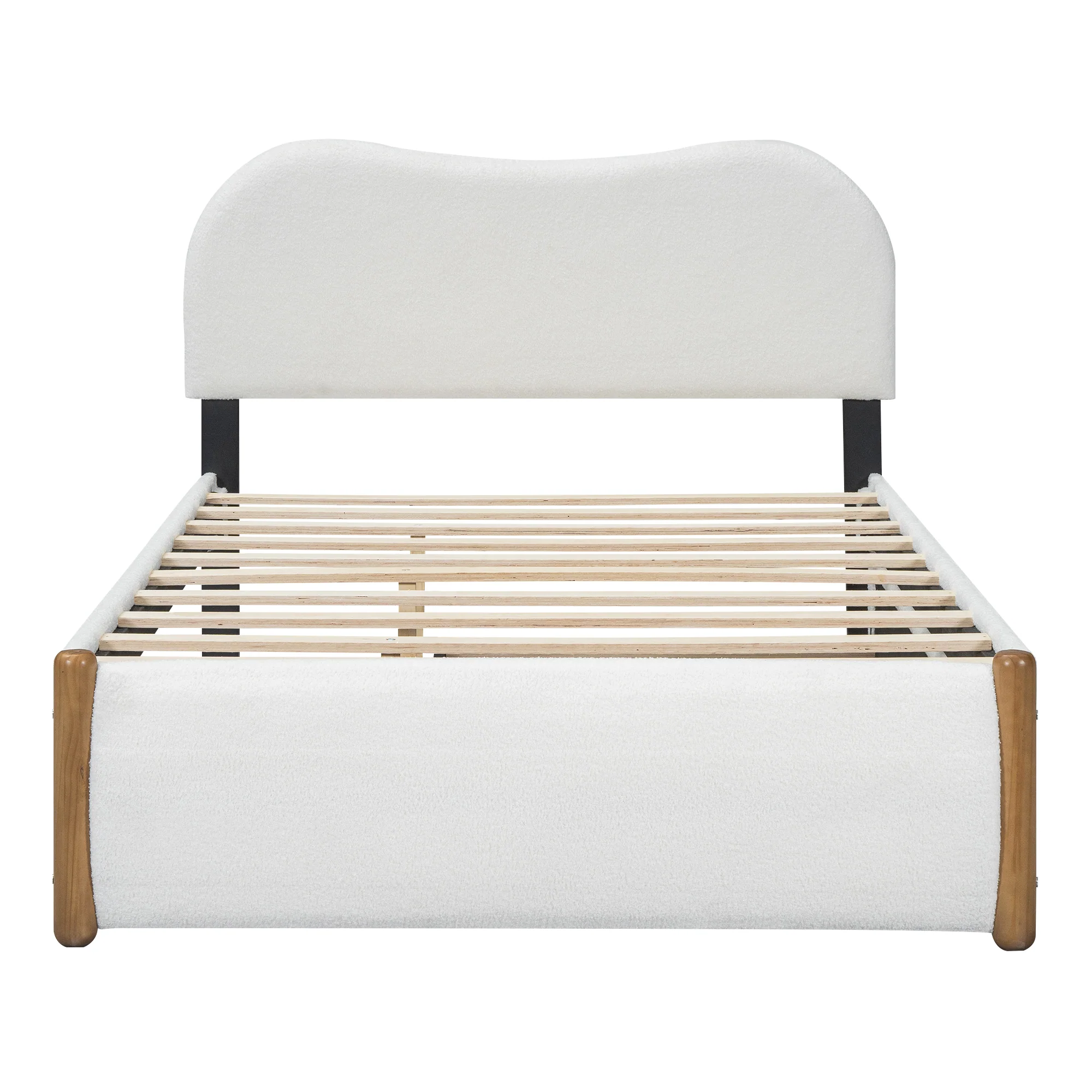 Upholstered Bed 140x200cm Pull-out Rollaway Bed - White - Image 8