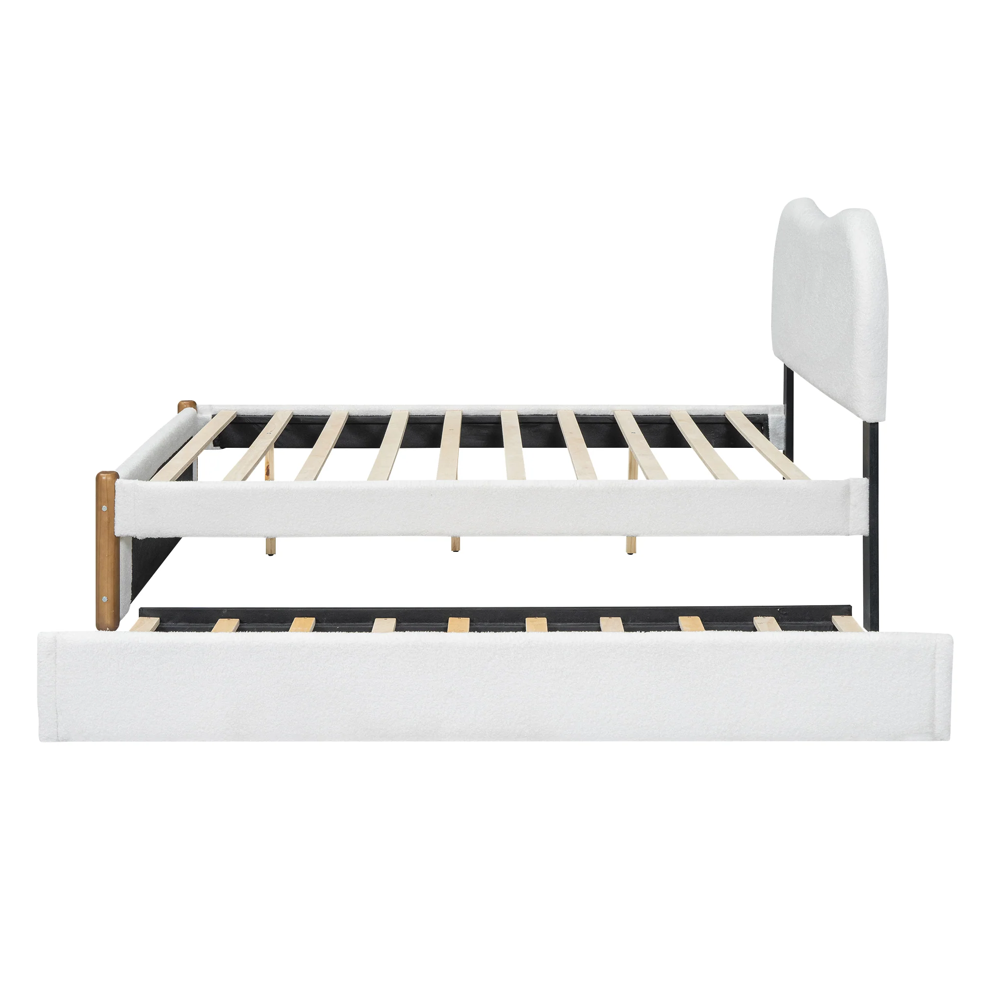Upholstered Bed 140x200cm Pull-out Rollaway Bed - White - Image 9