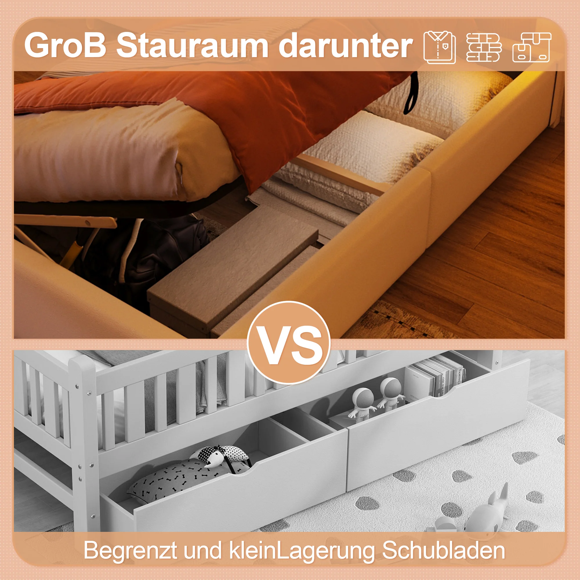 Upholstered Bed 90x200cm Hydraulic Storage LED Crown Adjustable Headboard - PU White - Image 4