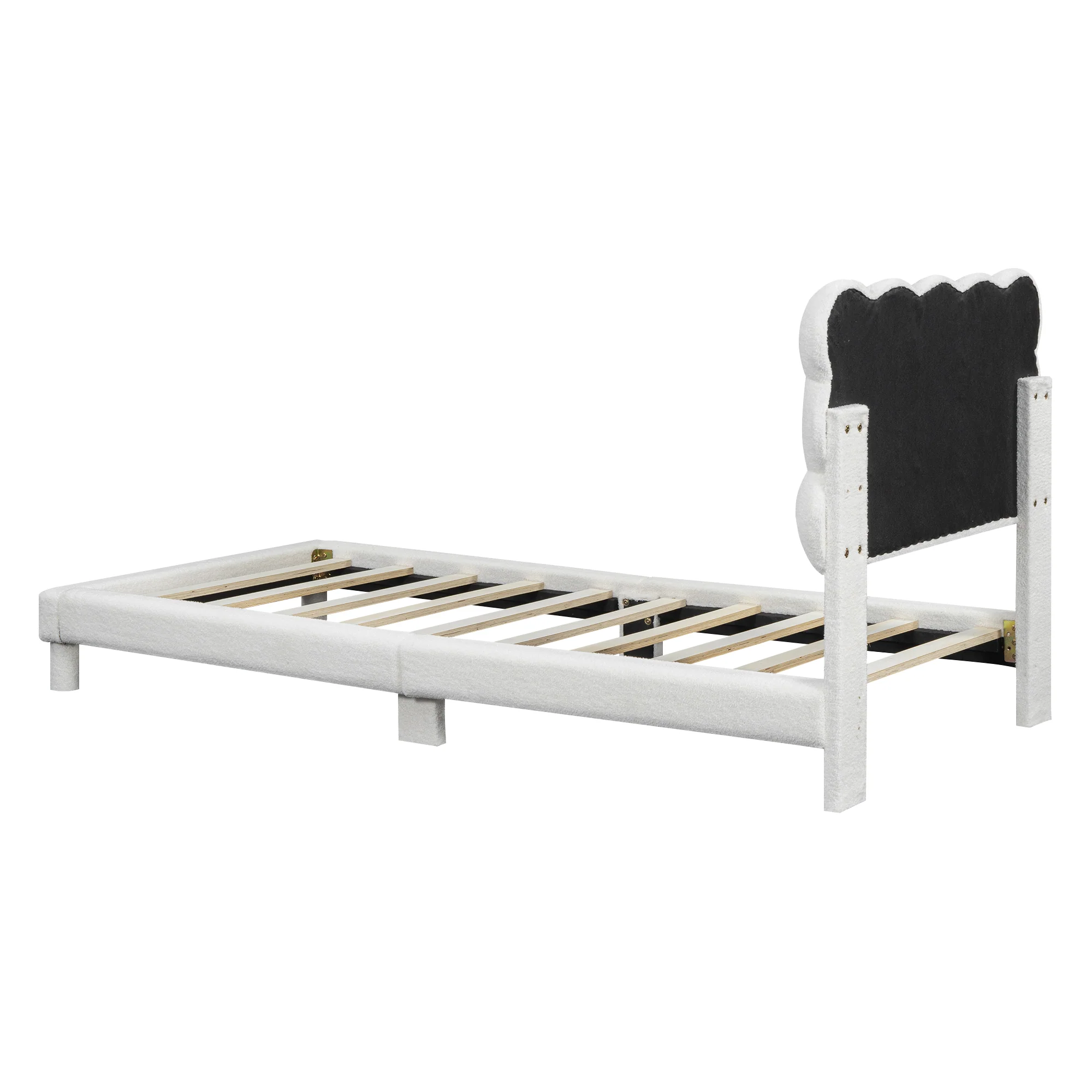 Upholstered Bed 90x200cm Triple Adjustable Headboard - White - Image 10