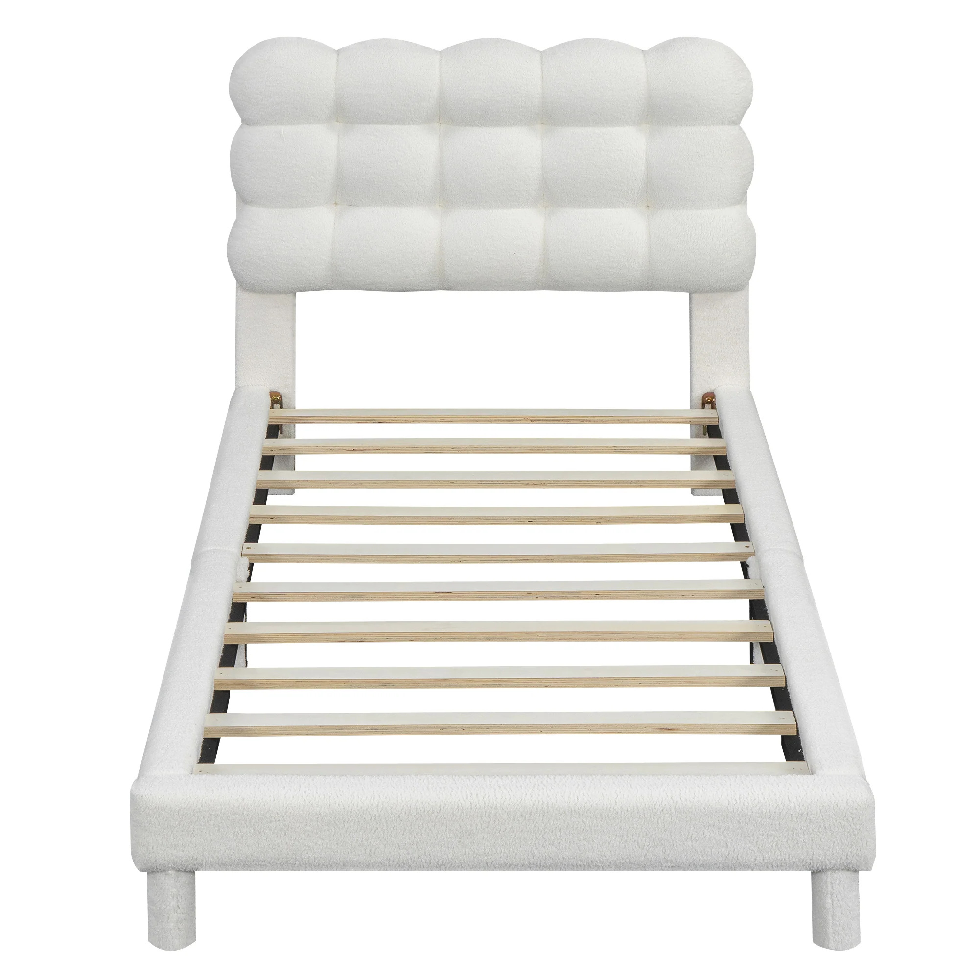 Upholstered Bed 90x200cm Triple Adjustable Headboard - White - Image 7