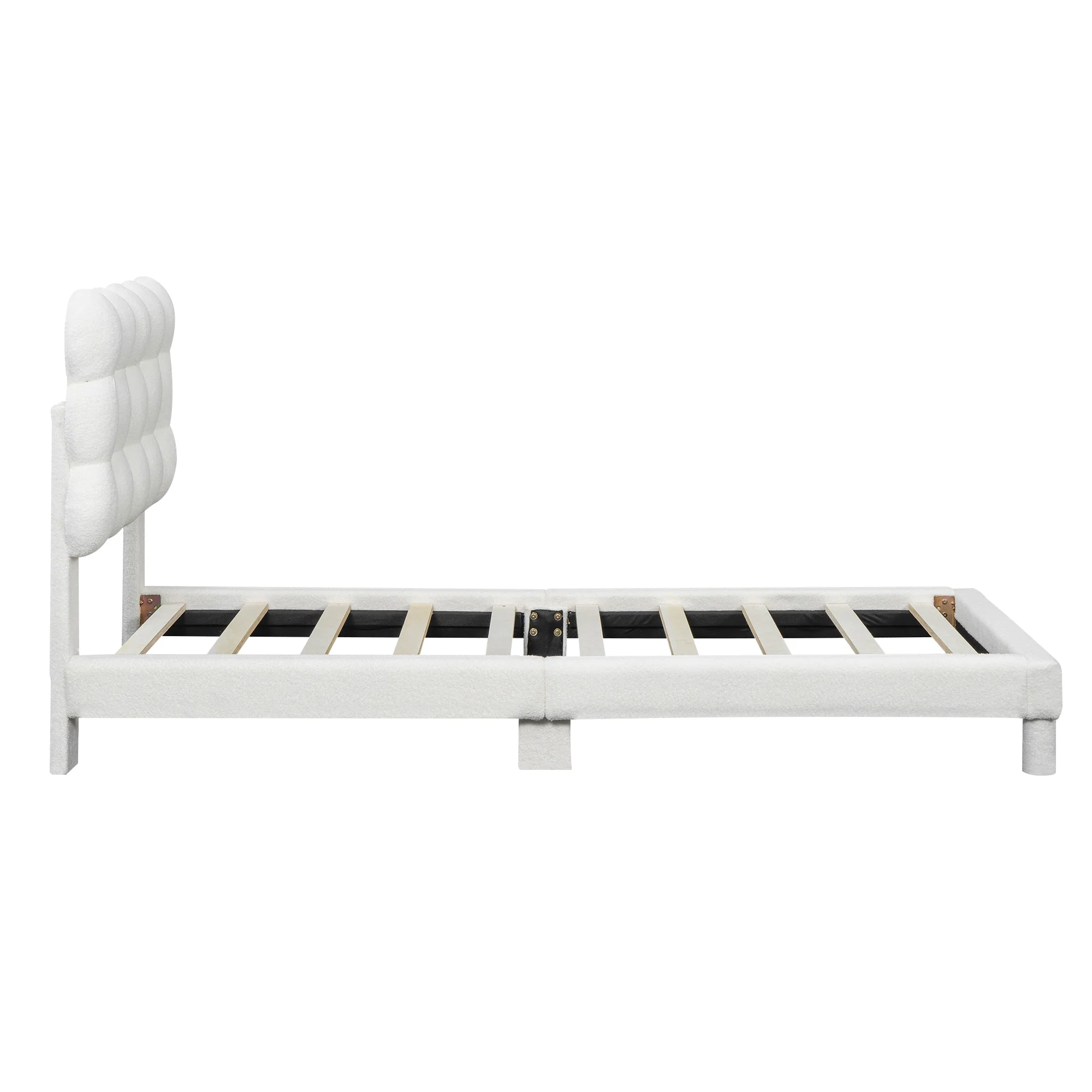 Upholstered Bed 90x200cm Triple Adjustable Headboard - White - Image 8