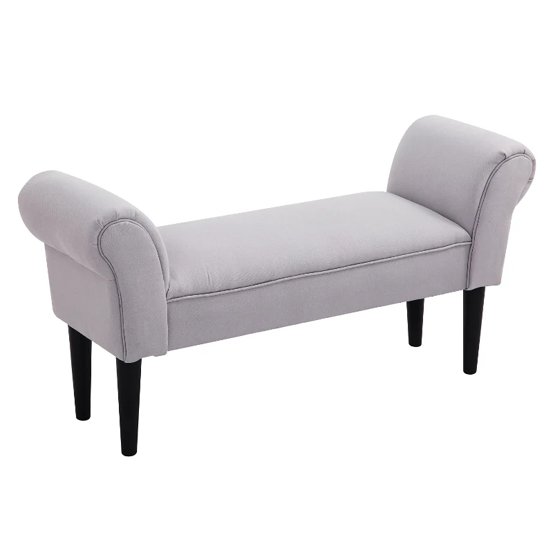 Upholstered Bench 102x36x51 cm Bedroom Hallway - Sailcloth Grey - Image 2