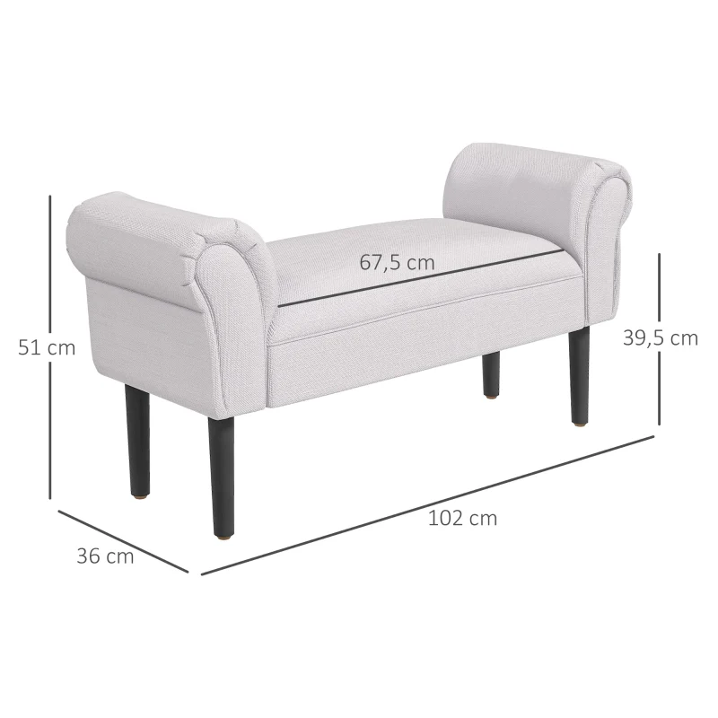Upholstered Bench 102x36x51 cm Bedroom Hallway - Sailcloth Grey - Image 3