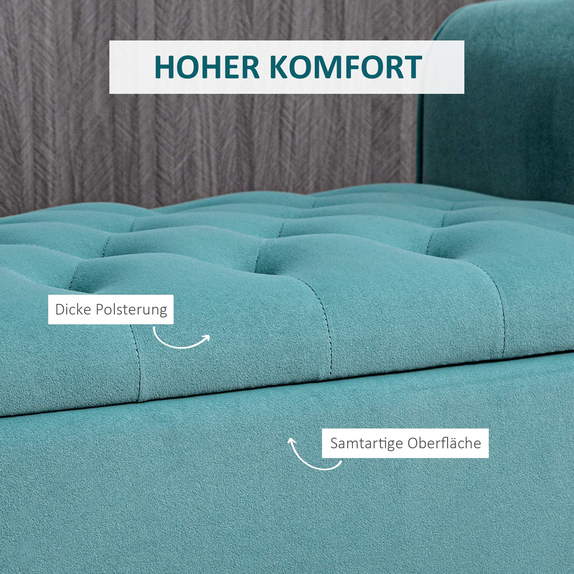 Upholstered Bench with Storage, 120 kg Load Capacity, 126x48.5x47 cm, Green Velvet Look - Image 5