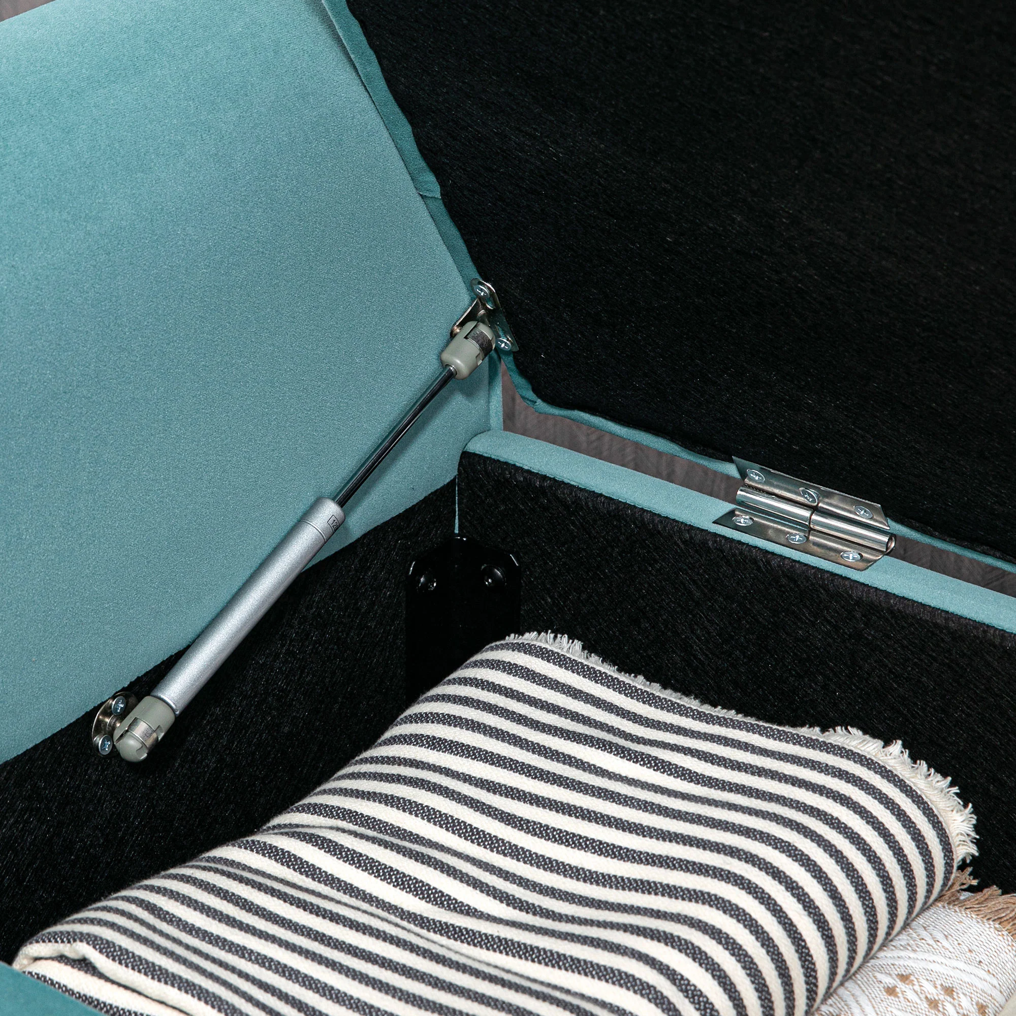 Upholstered Bench with Storage, 120 kg Load Capacity, 126x48.5x47 cm, Green Velvet Look - Image 7