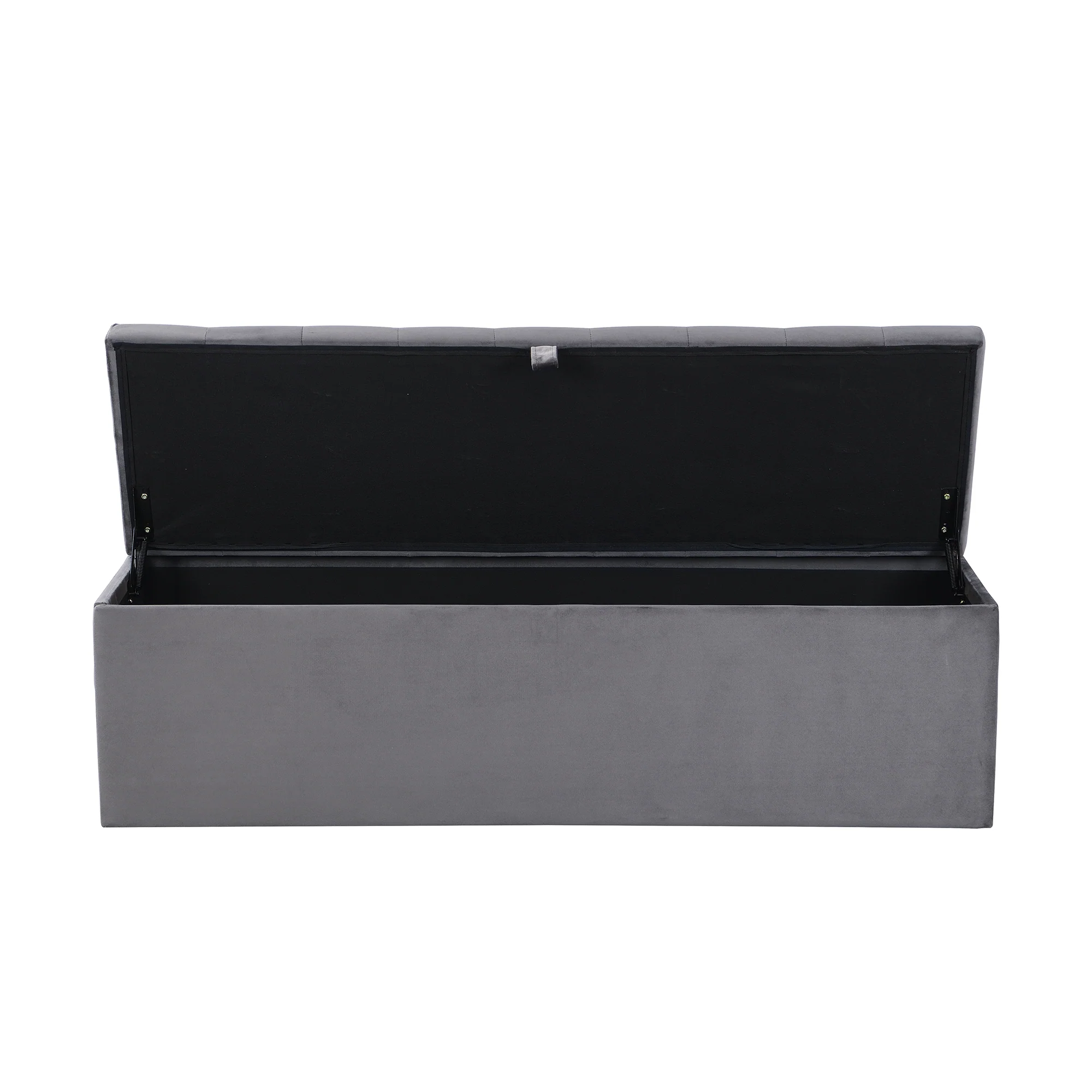 Velvet Bench Upholstered Storage 138x41x42cm - Grey - Image 10