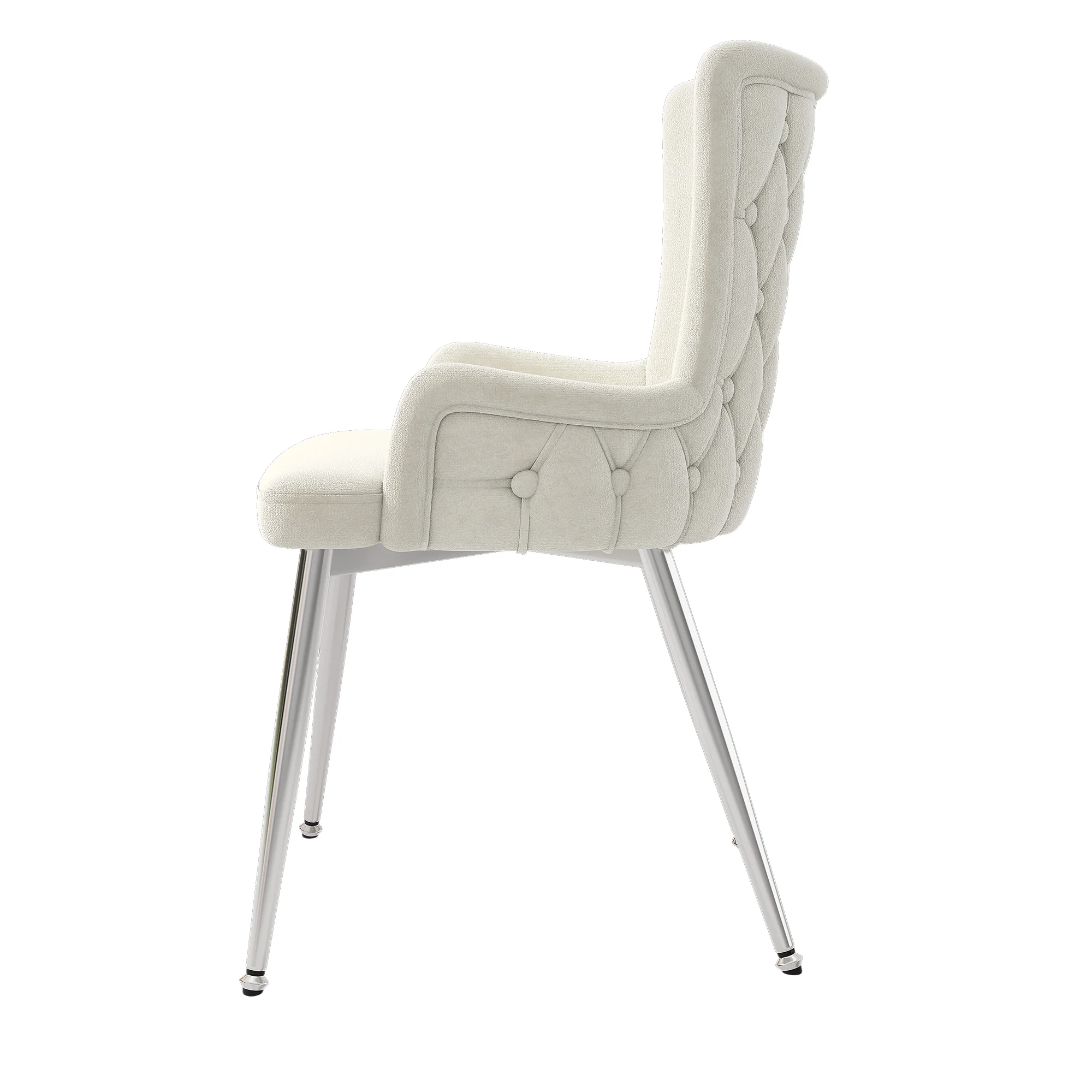 Velvet Chair Set of 2 Silver Metal Legs - Beige - Image 10