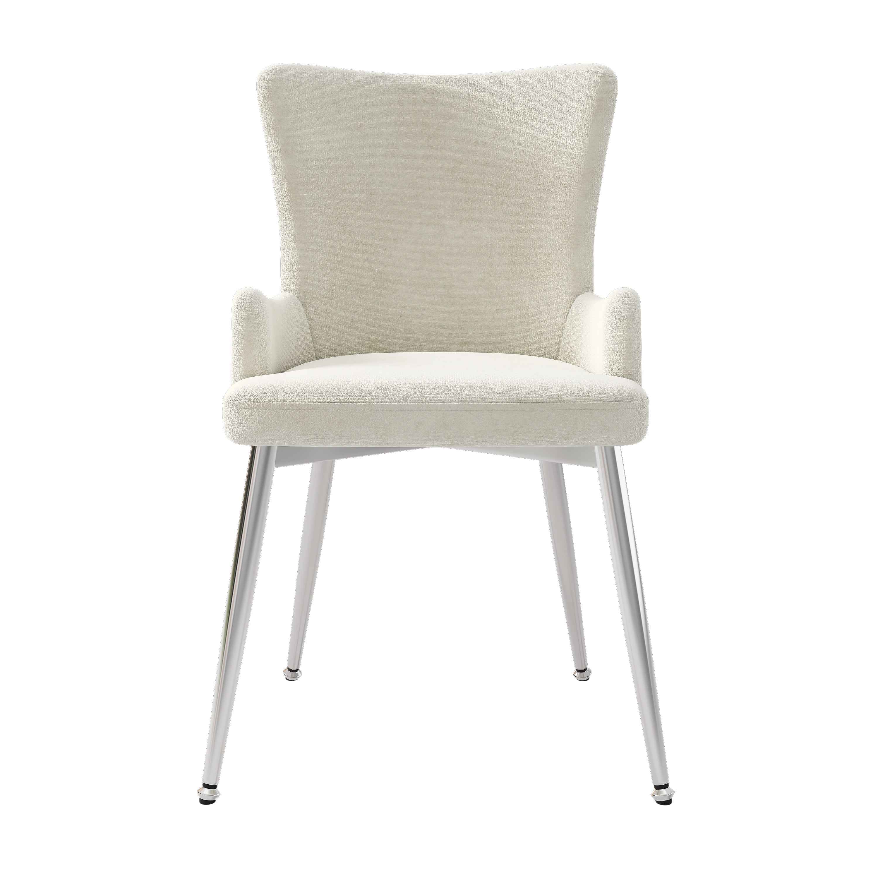 Velvet Chair Set of 2 Silver Metal Legs - Beige - Image 8