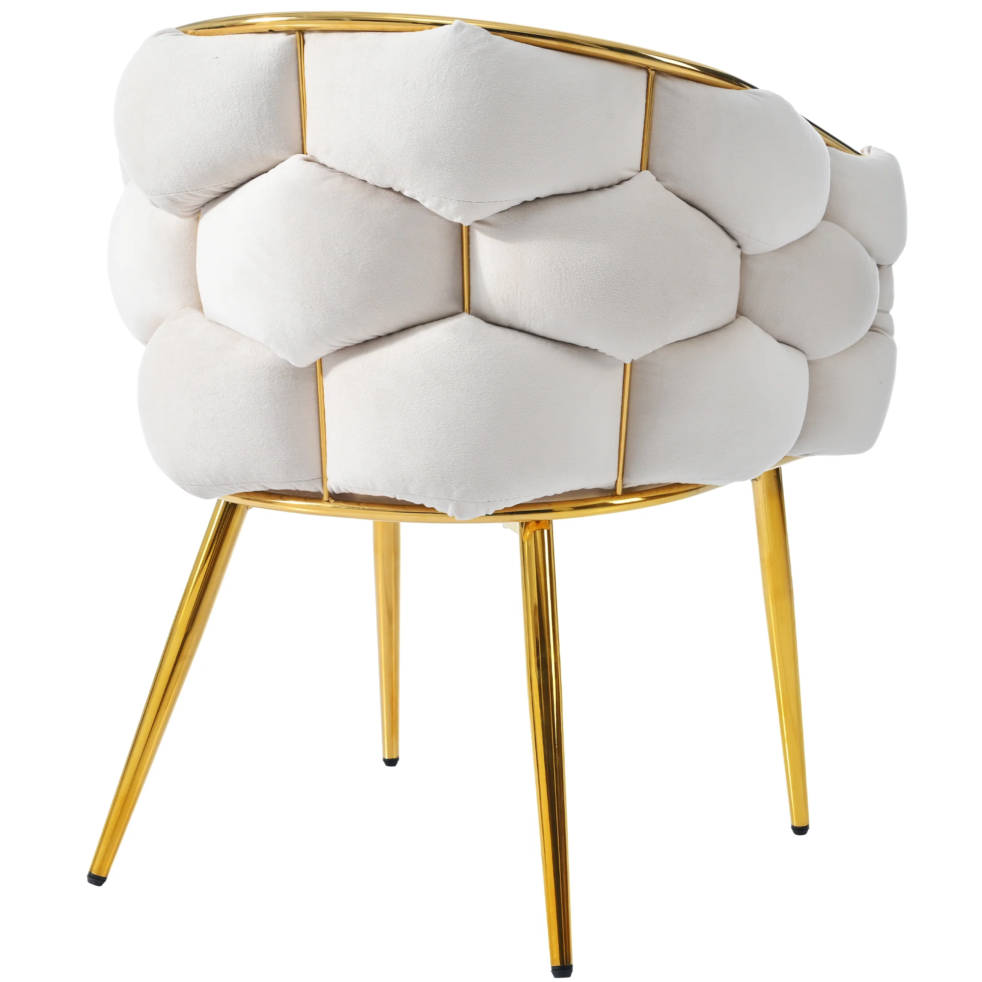 Velvet Chairs Set of 4 Modern Gold Legs - Beige - Image 7