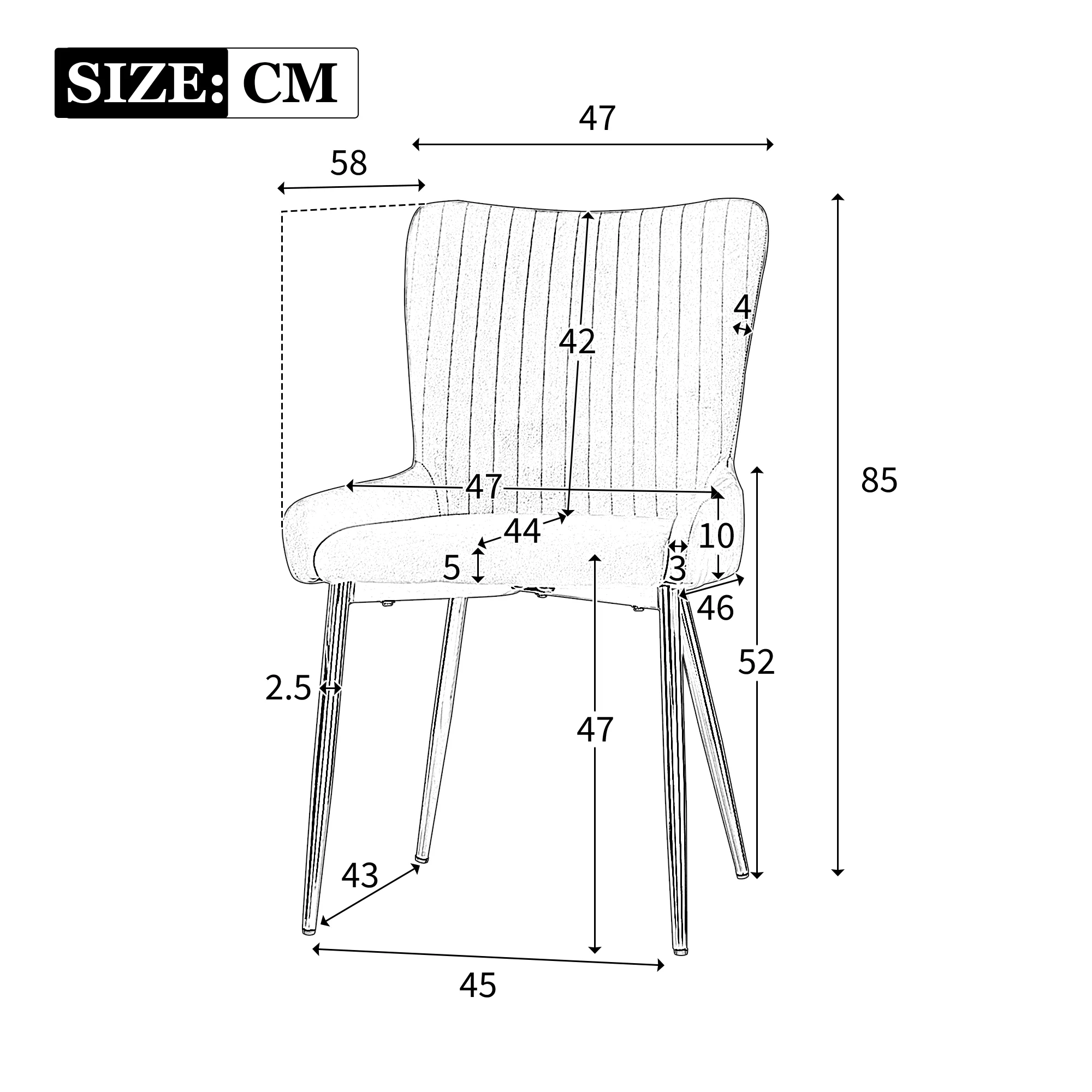Velvet Dining Chair Set of 2 Gold Metal Legs Lumbar Support - Beige - Image 8