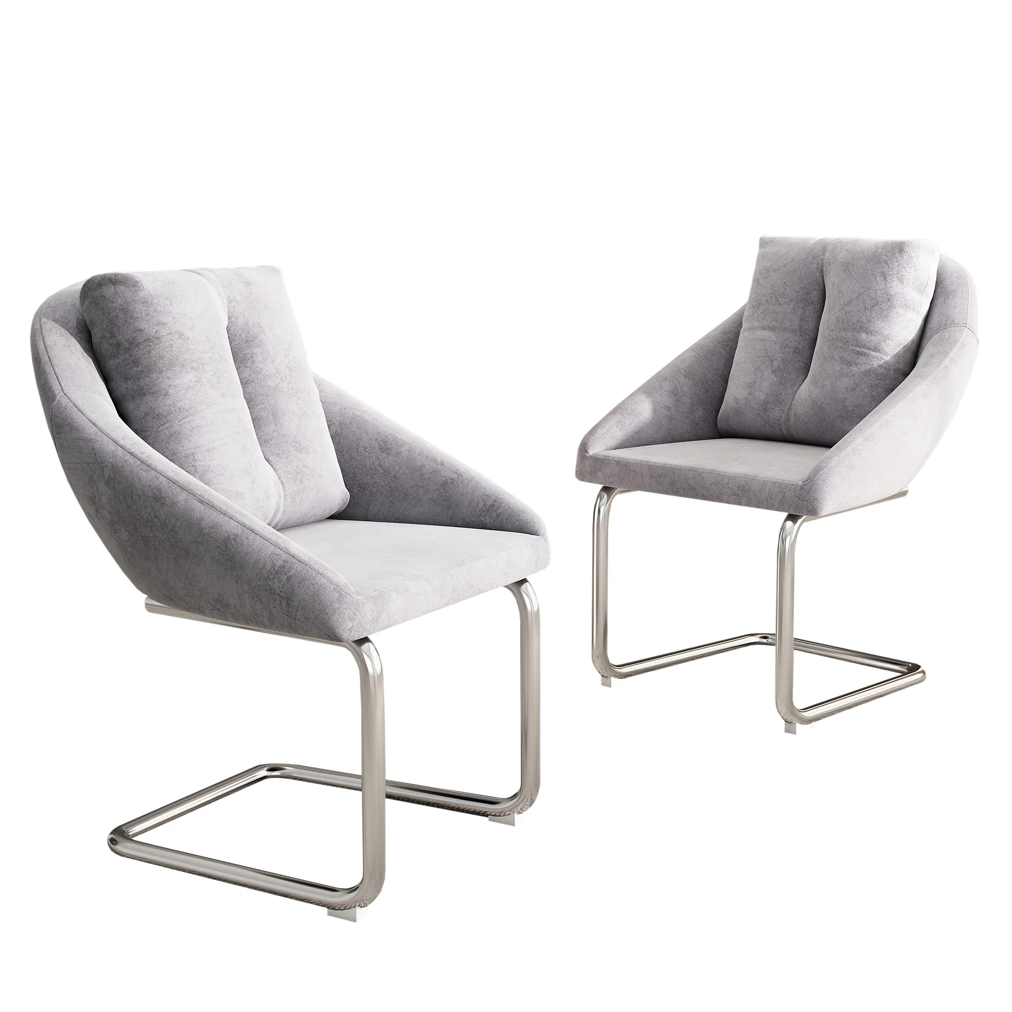 Velvet Dining Chair Set of 2 Swivel Cushions Curved Legs - Grey - Image 6