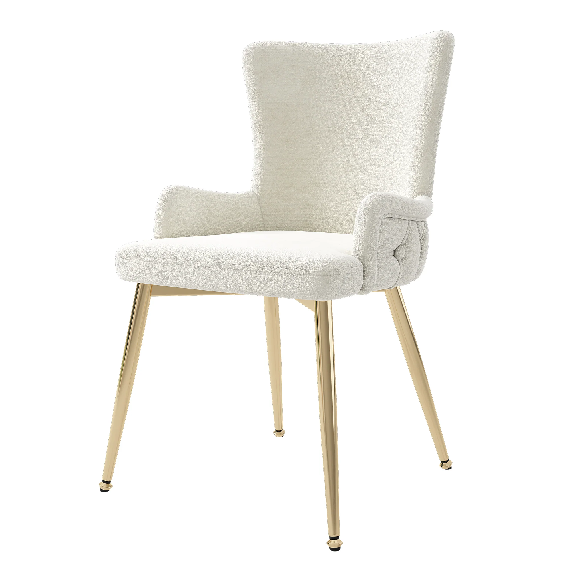 Velvet Dining Chair Set of 4 Lounge Gold Metal Legs - Beige - Image 7
