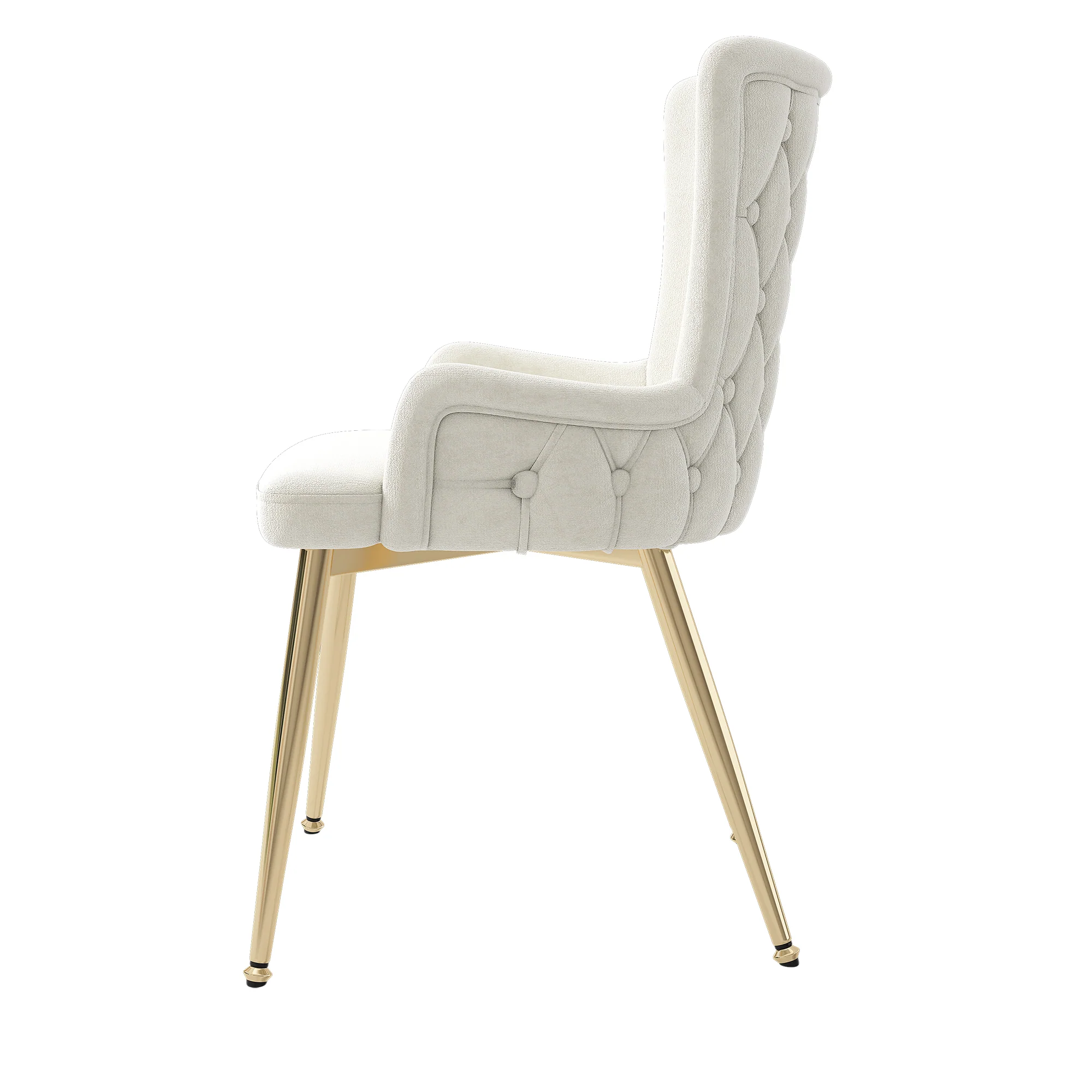 Velvet Dining Chair Set of 4 Lounge Gold Metal Legs - Beige - Image 9