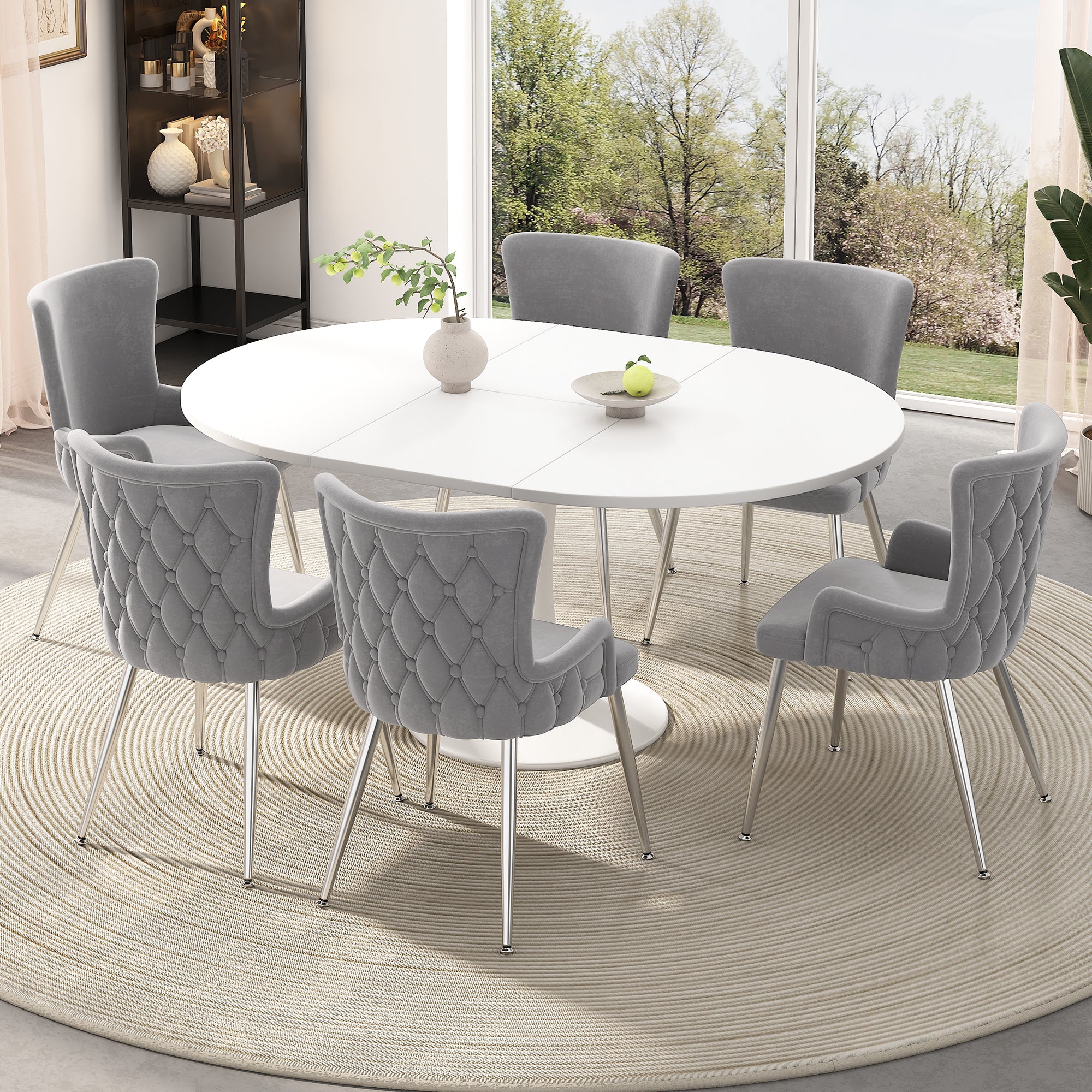 Velvet Dining Chair Set of 4 with Metal Legs Grey - Image 2