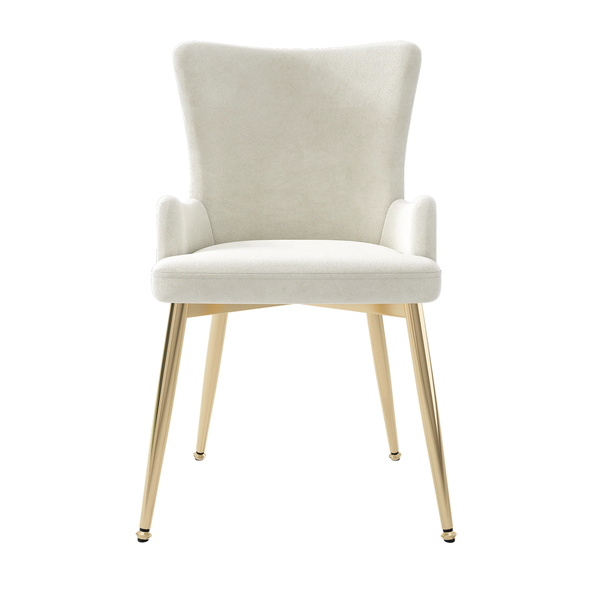 Velvet Dining/Lounge Chair Set of 2 Luxurious Gold Metal Legs - Beige - Image 10