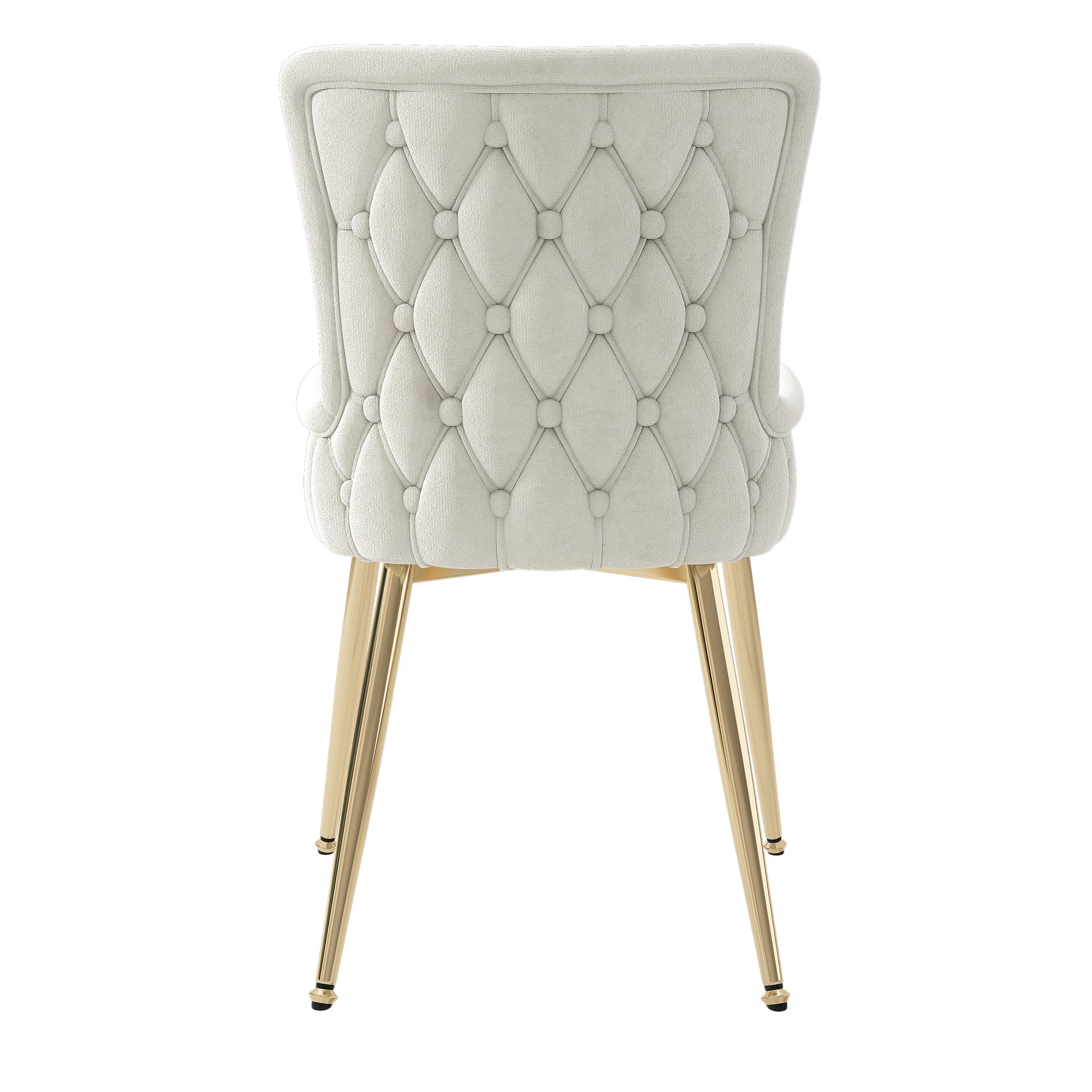 Velvet Dining/Lounge Chair Set of 2 Luxurious Gold Metal Legs - Beige - Image 8