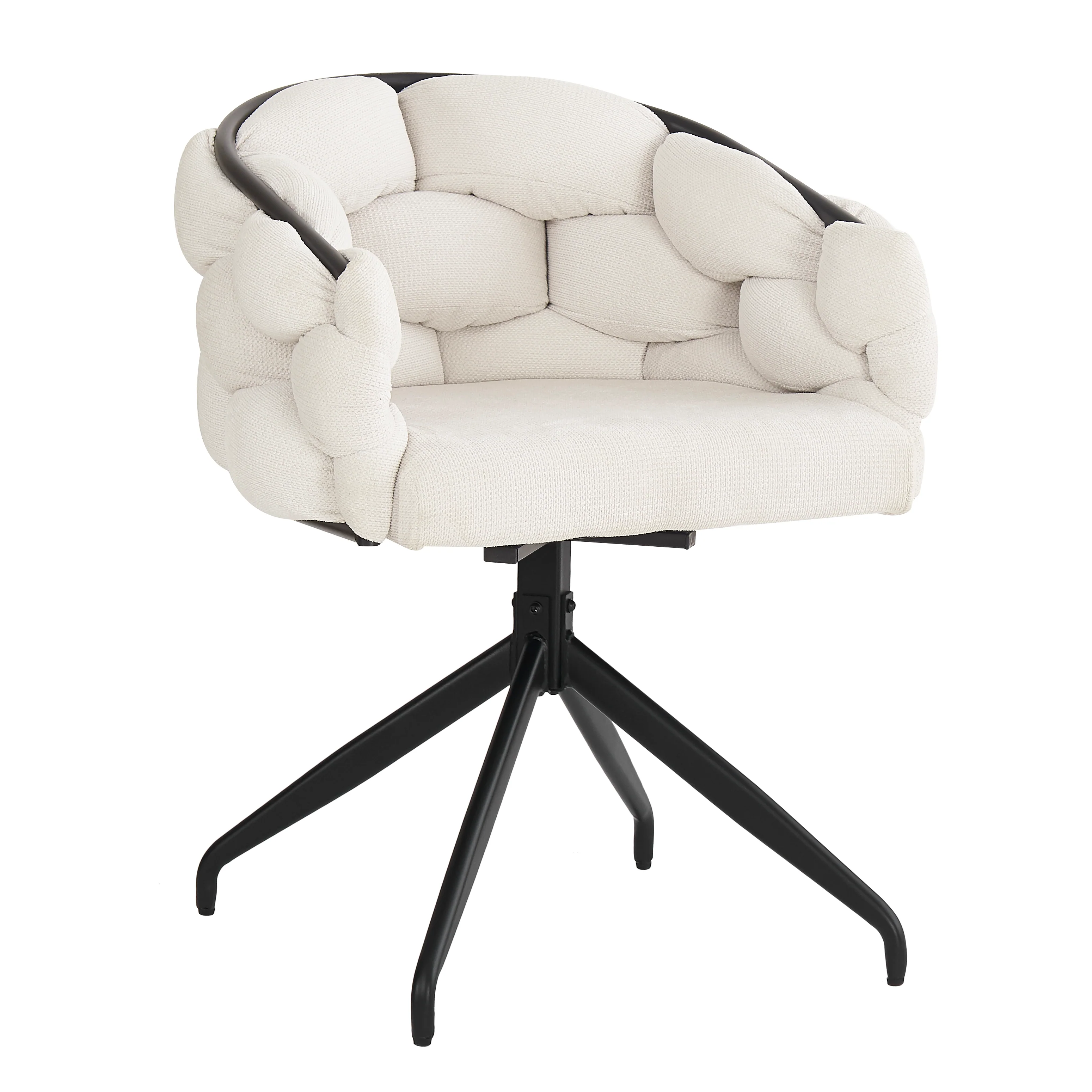 Velvet Swivel Chairs (2 Pcs) 360° Rotatable Ergonomic - Beige - Image 9
