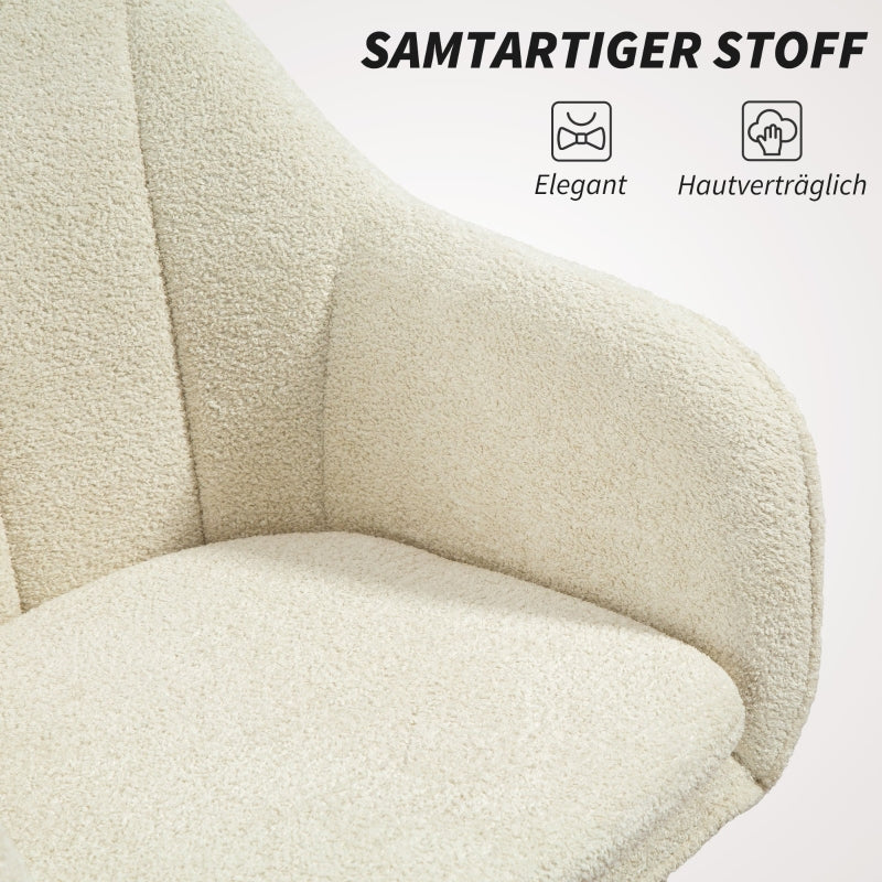 Velvet Vanity Chair Curved Backrest - Beige - Image 3