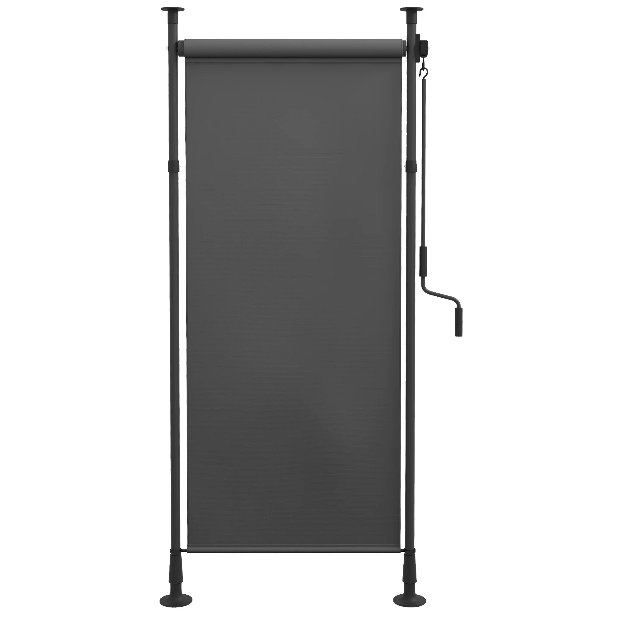 Vertical Awning Sunshade Balcony Blind 120x220-310cm Weatherproof Crank, Dark Grey Polyester