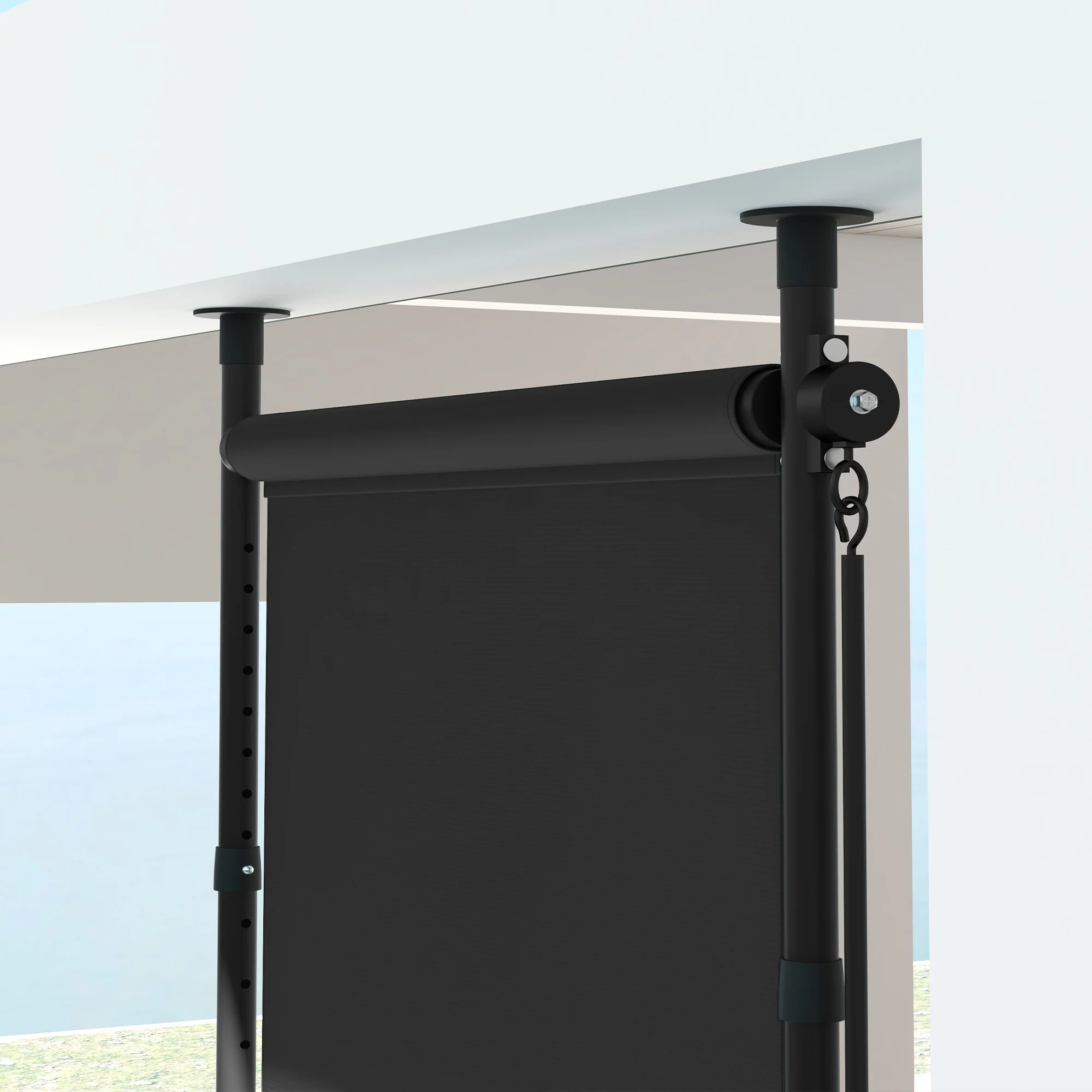 Vertical Awning Sunshade Balcony Blind 120x220-310cm Weatherproof Crank, Dark Grey Polyester - Image 7