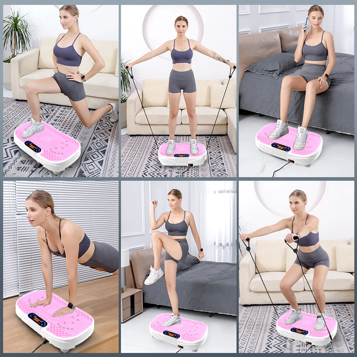 Vibration Plate Trainer Whole Body Fitness Resistance Bands Speed Control - Image 4