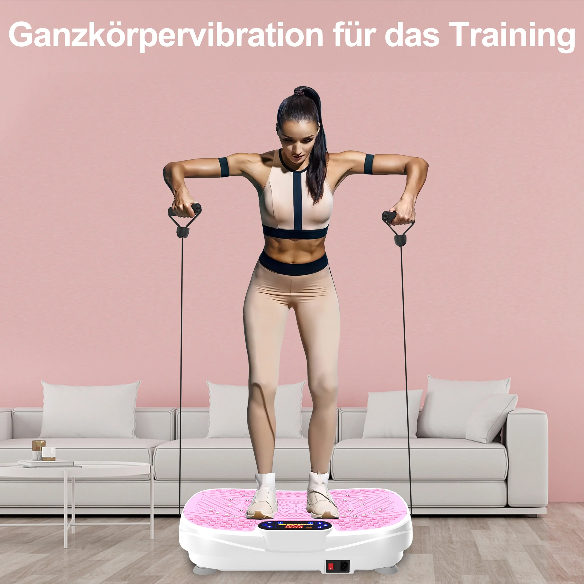 Vibration Plate Trainer Whole Body Fitness Resistance Bands Speed Control - Image 6