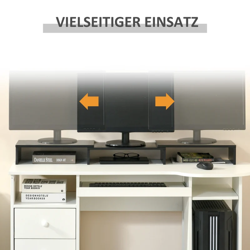 Vinsetto Monitor Stand, Dual Screen Riser Adjustable, Black - Image 4