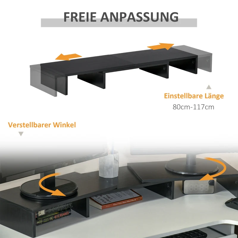 Vinsetto Monitor Stand, Dual Screen Riser Adjustable, Black - Image 5