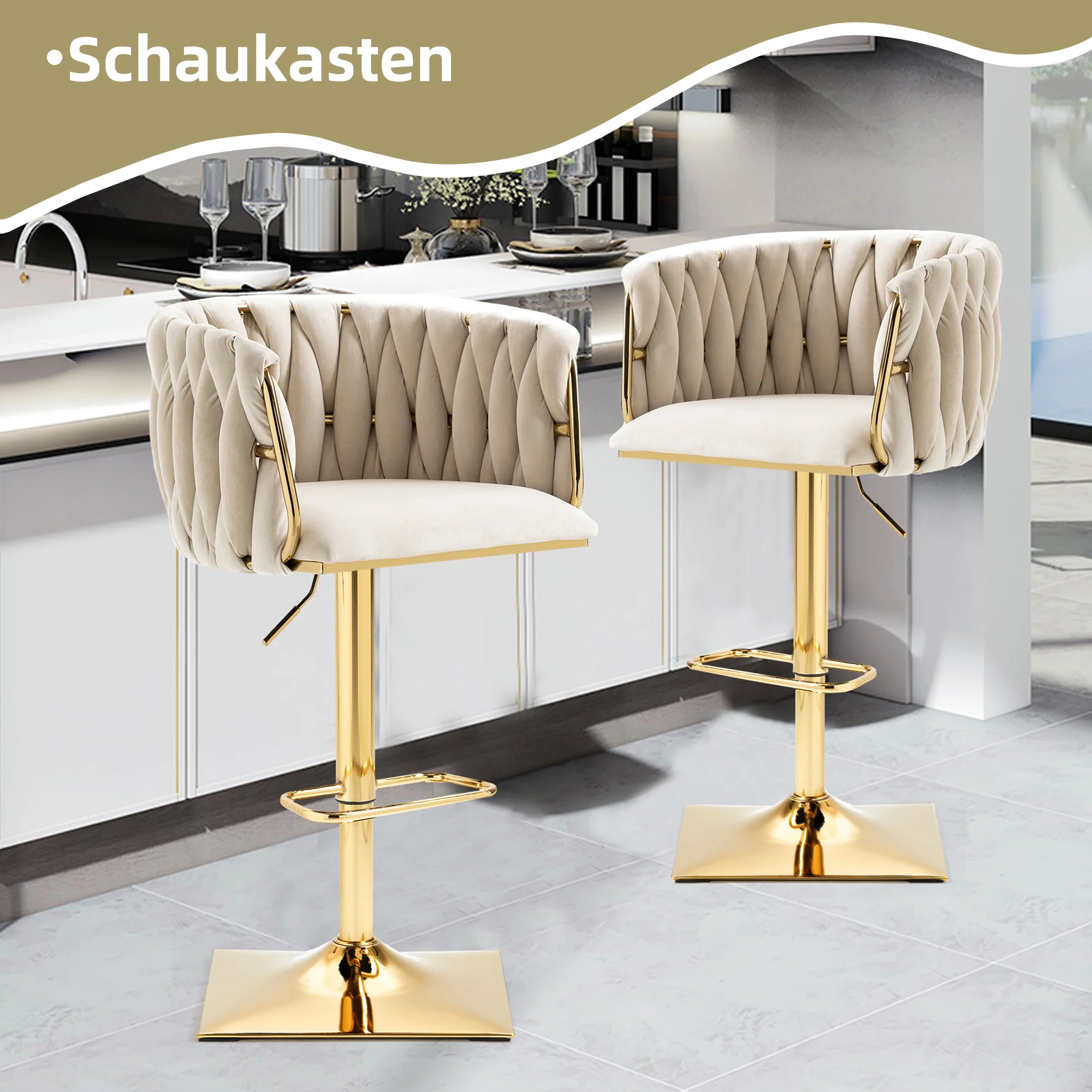 Vintage Bar Stool, Counter Height Dining Chair with Backrest & Footrest - Image 2