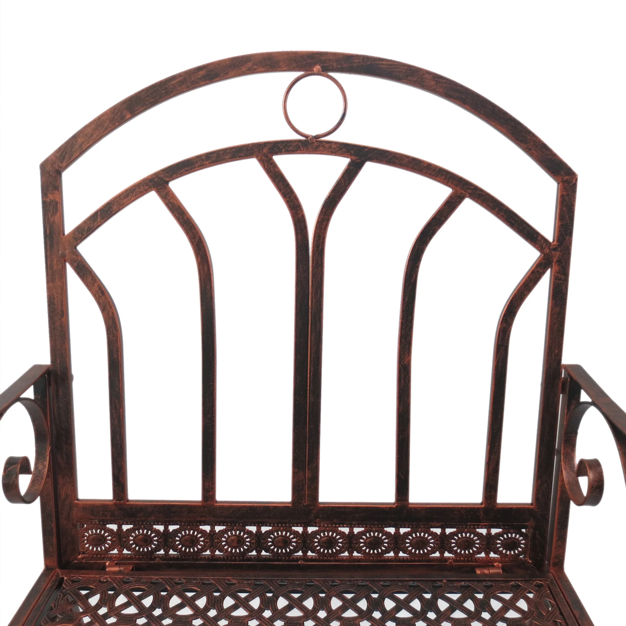 Vintage Rocking Chair 150 kg Capacity Elegant Curves High Comfort, Bronze-Red Metal - Image 8