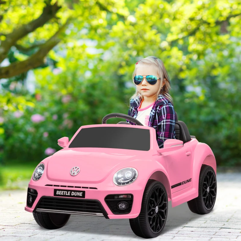 Volkswagen Beetle 12V Ride on Car with Remote Control, Suspension Wheels, Pink - Image 2