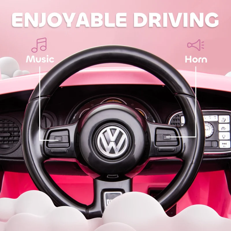 Volkswagen Beetle 12V Ride on Car with Remote Control, Suspension Wheels, Pink - Image 8