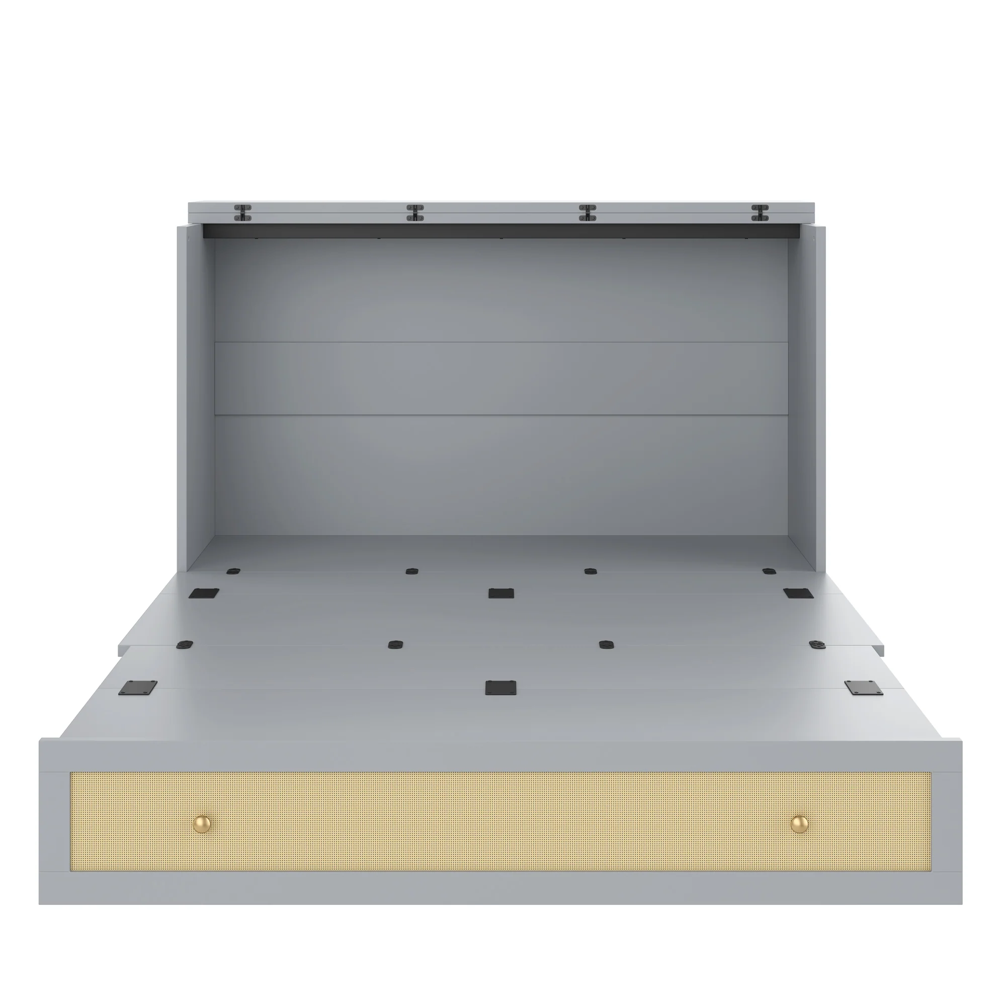 Wall Bed 140x200cm Mobile Convertible Storage Drawers Shelf USB/Power Outlet - Grey - Image 10