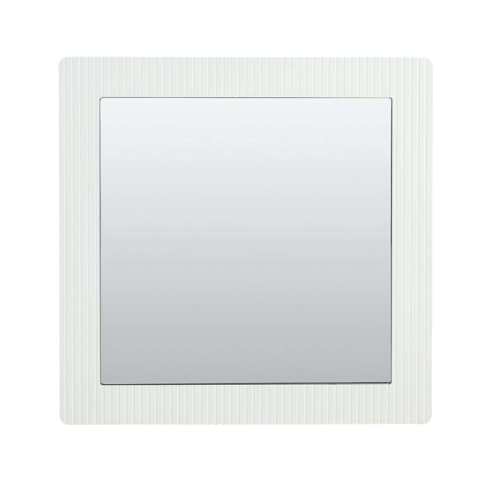 Wall Mirror Square 80x80cm Wood-Look Frame - White - Image 8
