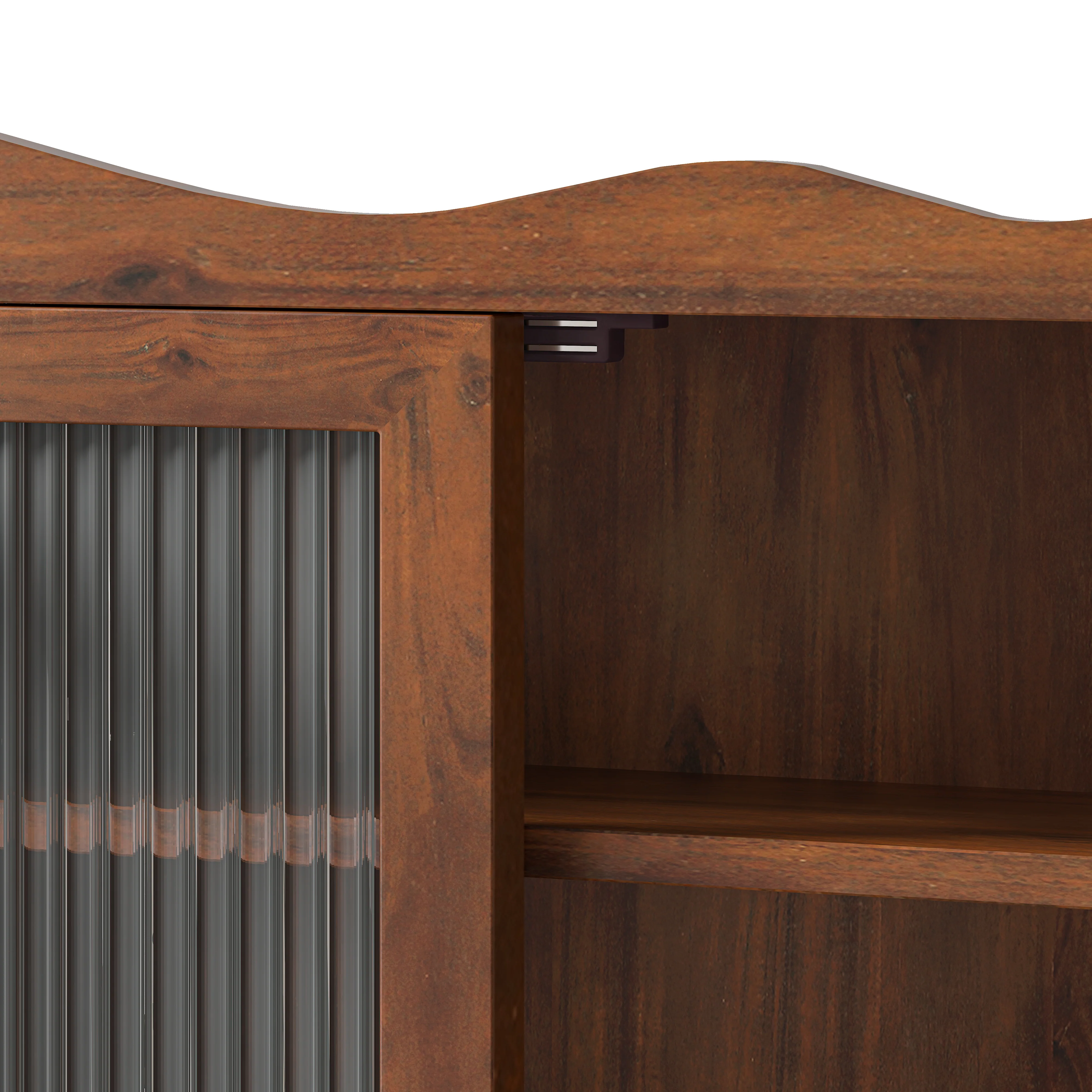 Wall-Mounted Cabinet 100CM Retro 4 Door Storage/Hook Rack Brown - Image 8
