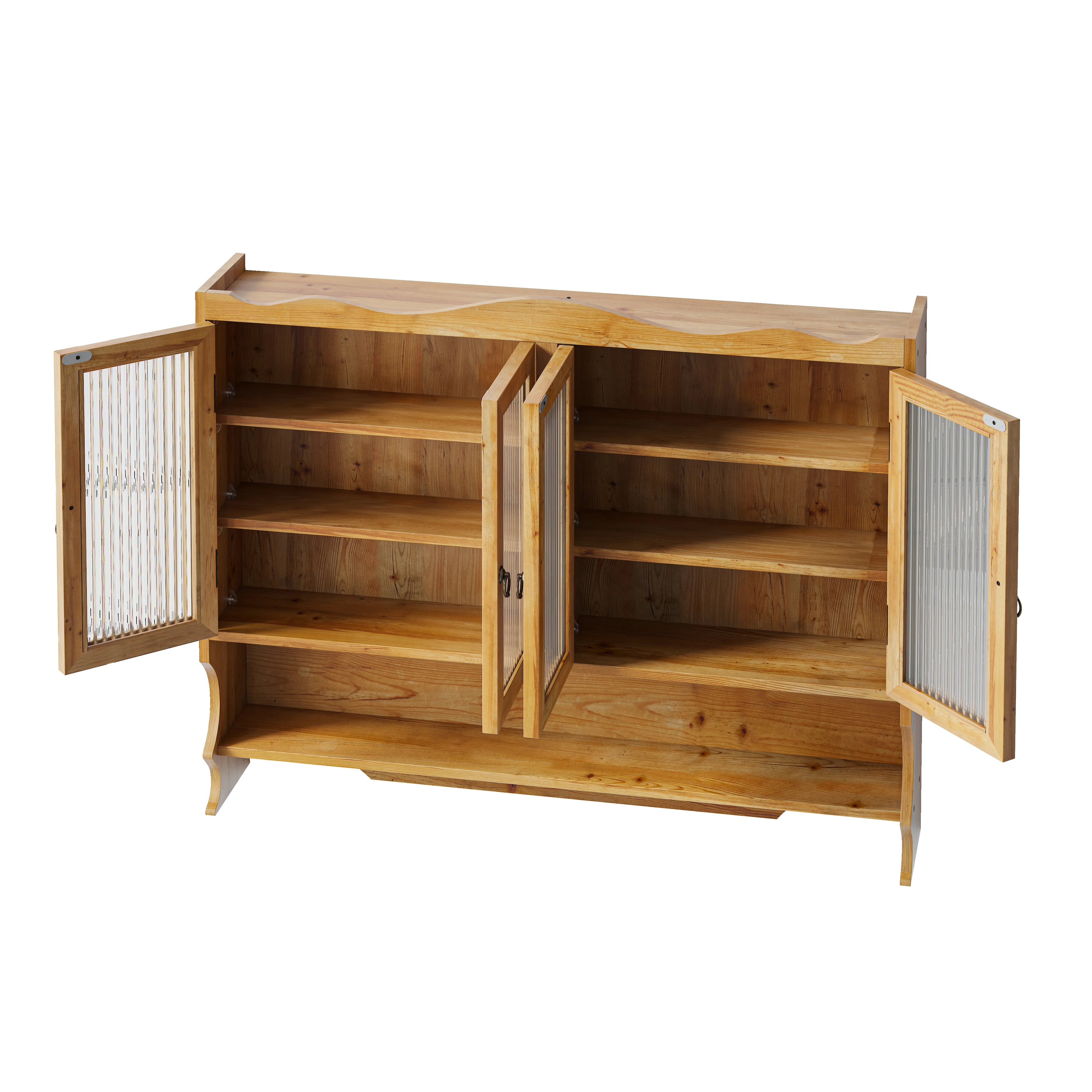 Wall-mounted Cabinet 100CM Retro 4 Door Storage Hook Rack, Natural - Image 6