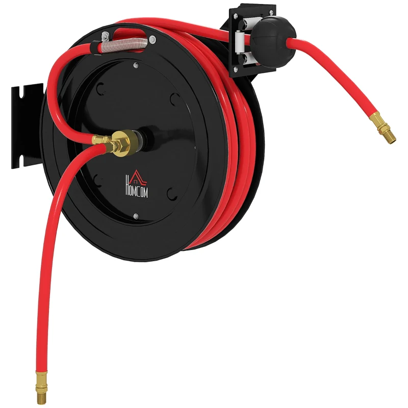 Wall-mounted Hose Reel Automatic Retraction 15+1m Hose 20 Bar - Metal - Image 2