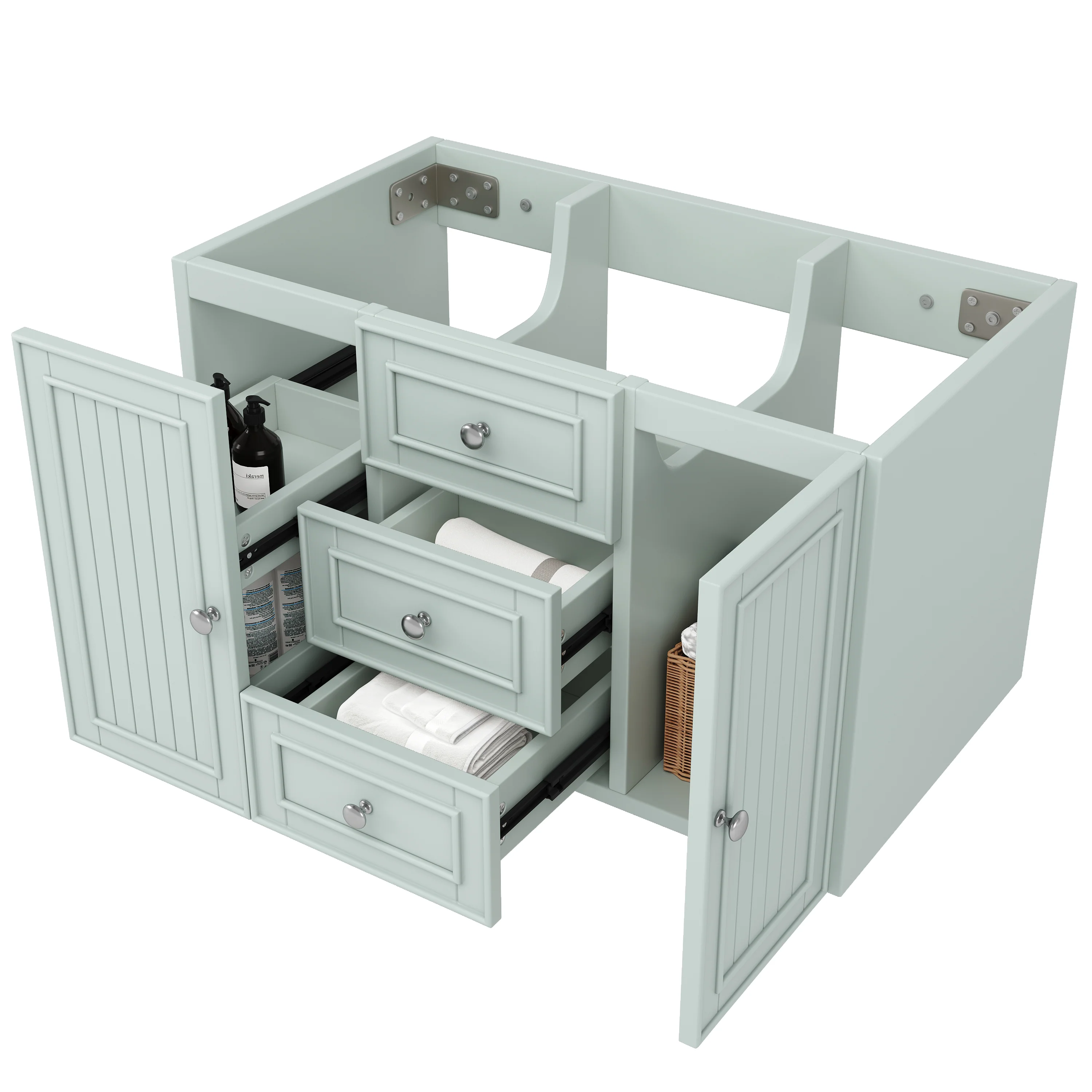 Wall-Mounted Vanity Unit with Sink & 3 Drawers 78.5x46.8cm - Green - Image 9