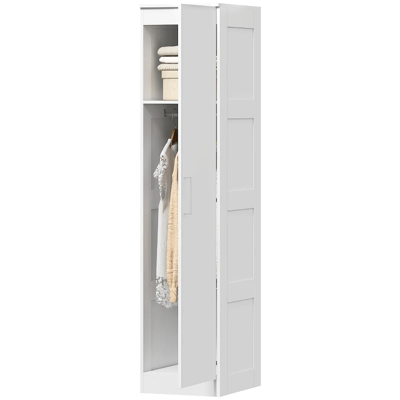 Wardrobe Multi-Purpose Cabinet, Clothes Rail, Shelf, Soft-Close Door, White
