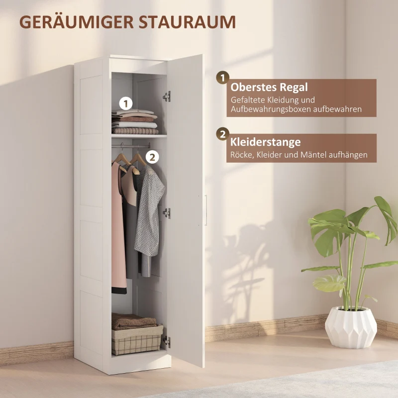 Wardrobe Multi-Purpose Cabinet, Clothes Rail, Shelf, Soft-Close Door, White - Image 4