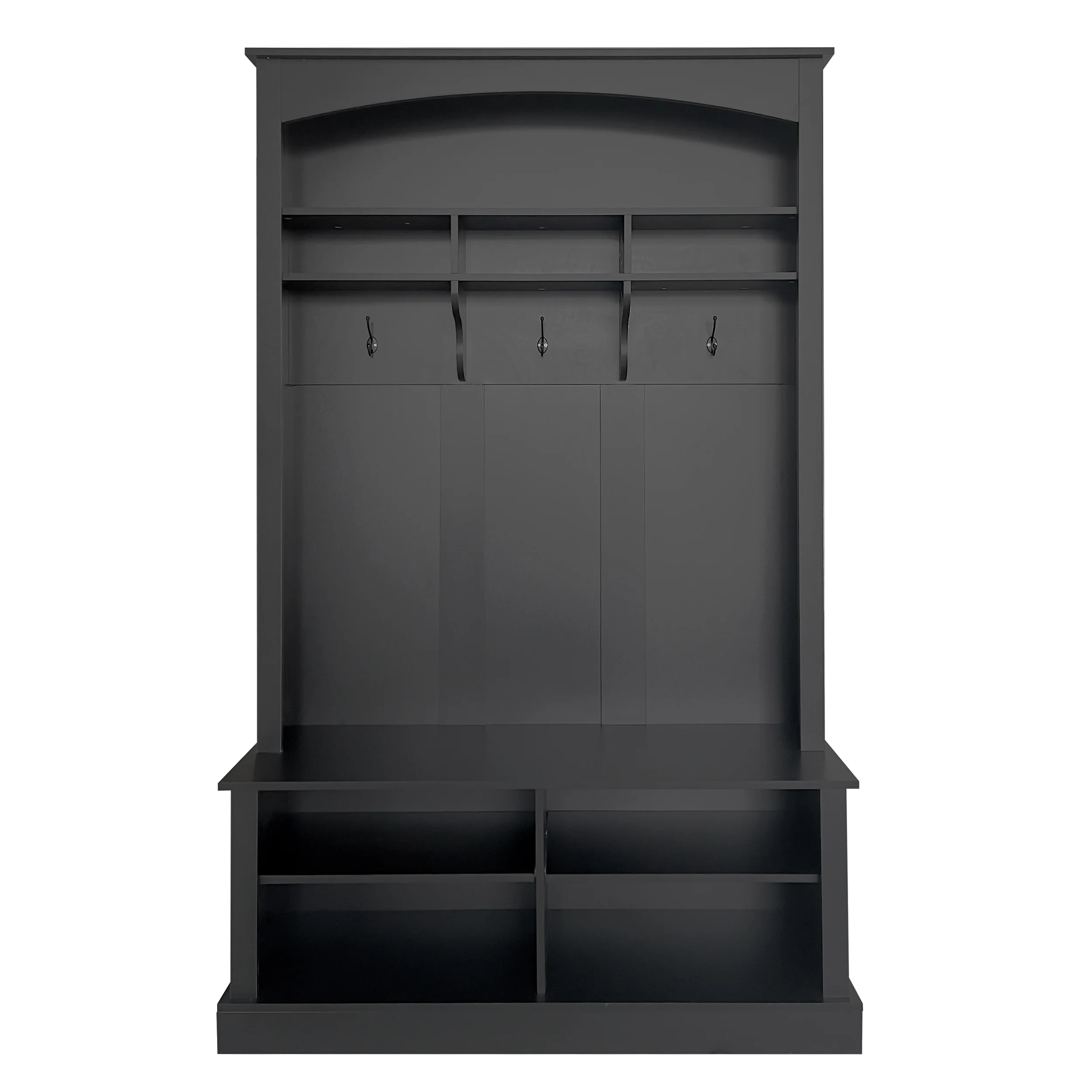 Wardrobe set with bench and shoe rack, multifunctional storage, black - Image 3