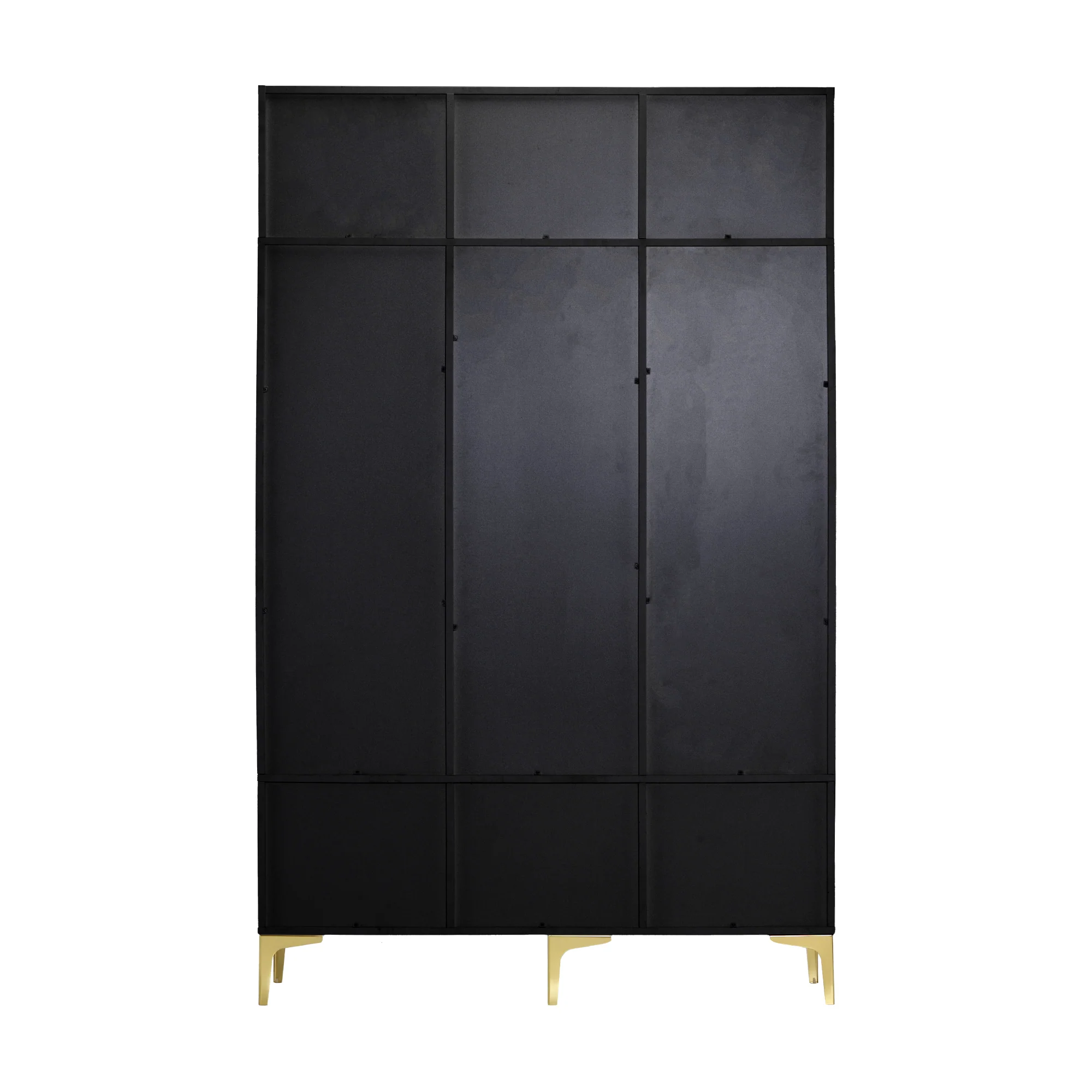 Wardrobe Set with Bench, Multifunctional Storage, Open Storage, 6 Golden Hooks, Black - Image 4