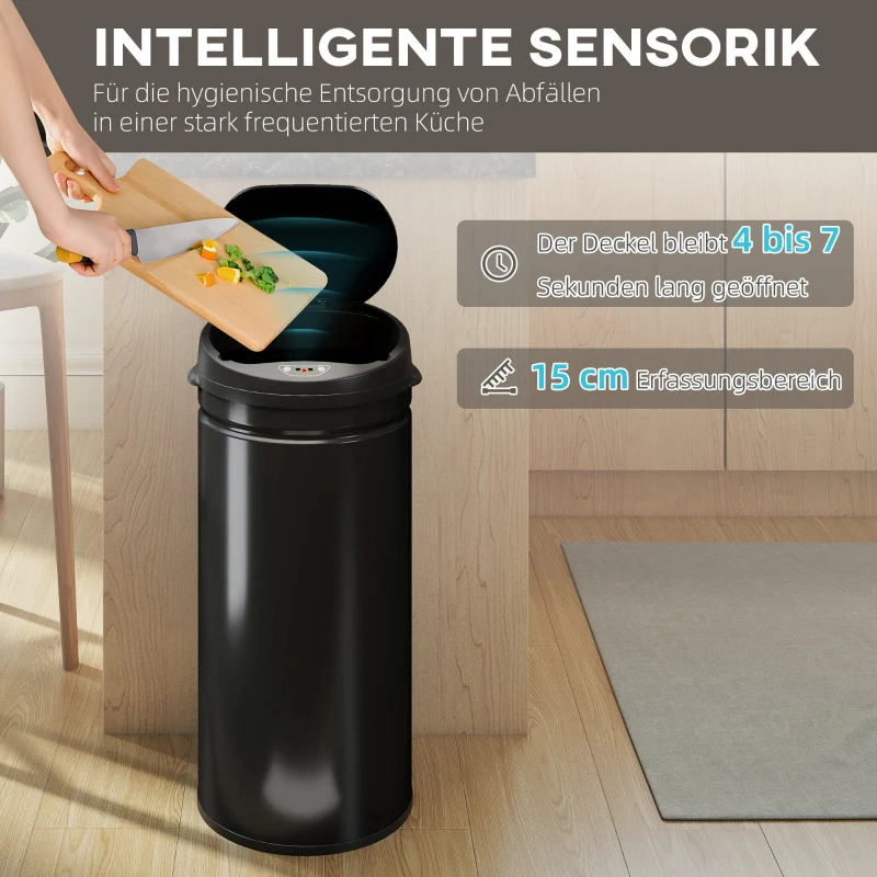 Waste Bin 42L Sensor-Activated Soft-Close Touchless - Stainless Steel - Image 4