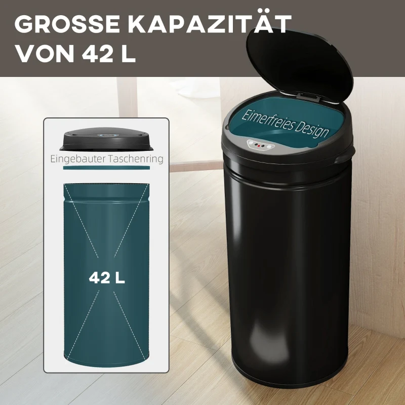 Waste Bin 42L Sensor-Activated Soft-Close Touchless - Stainless Steel - Image 5