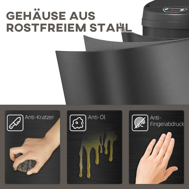Waste Bin 42L Sensor-Activated Soft-Close Touchless - Stainless Steel - Image 6