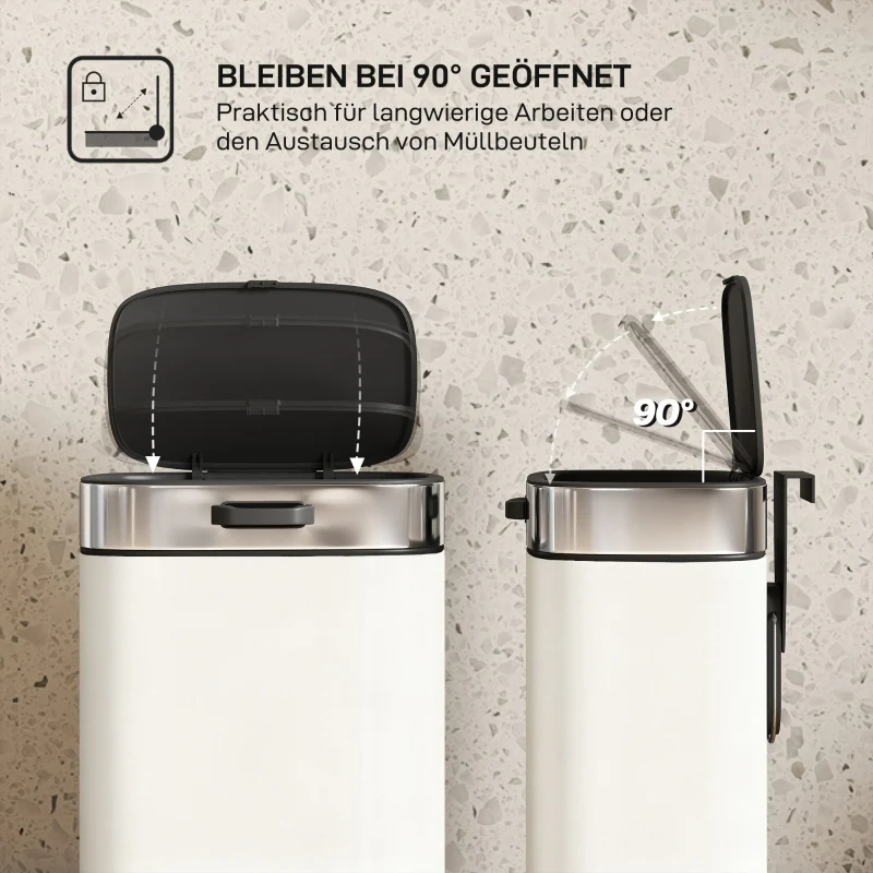 Waste Bin 5L Freestanding or Wall-Mounted Stainless Steel Cream White - Image 4