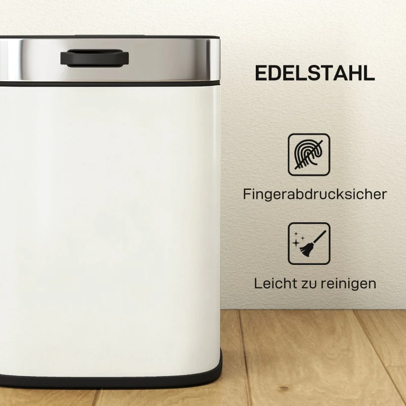 Waste Bin 5L Freestanding or Wall-Mounted Stainless Steel Cream White - Image 6