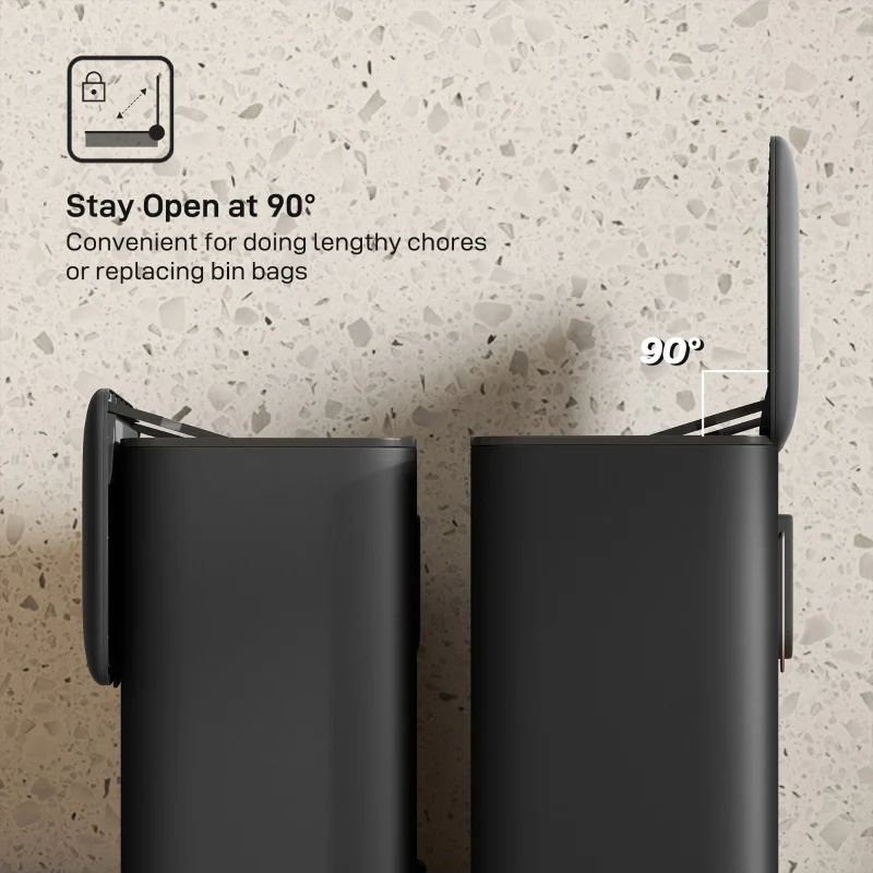 Waste Bin 8L Freestanding Wall-Mounted - Stainless Steel Black - Image 5