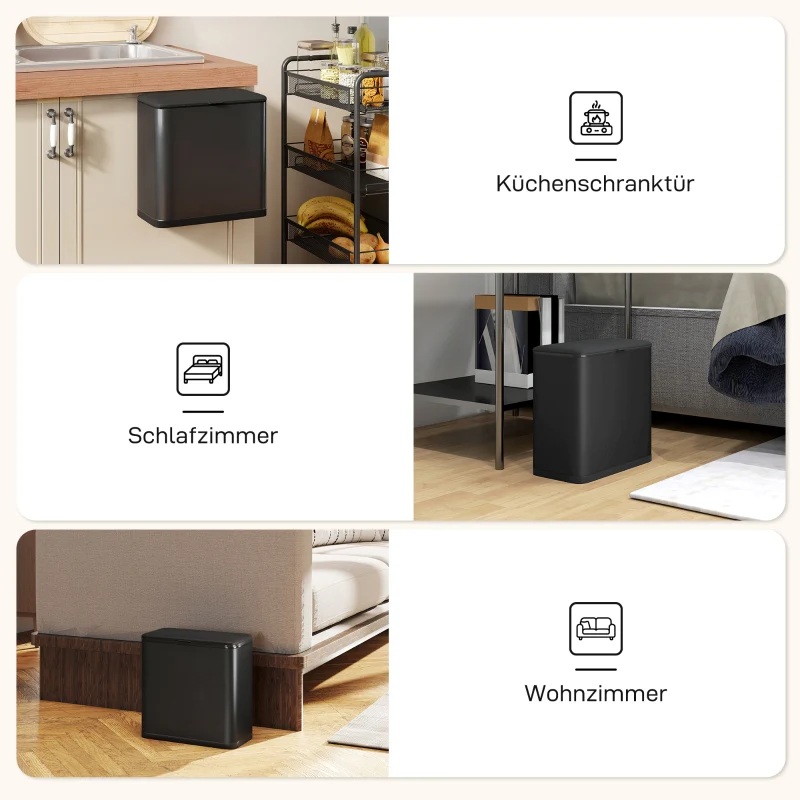 Waste Bin 8L Freestanding Wall-Mounted - Stainless Steel Black - Image 8